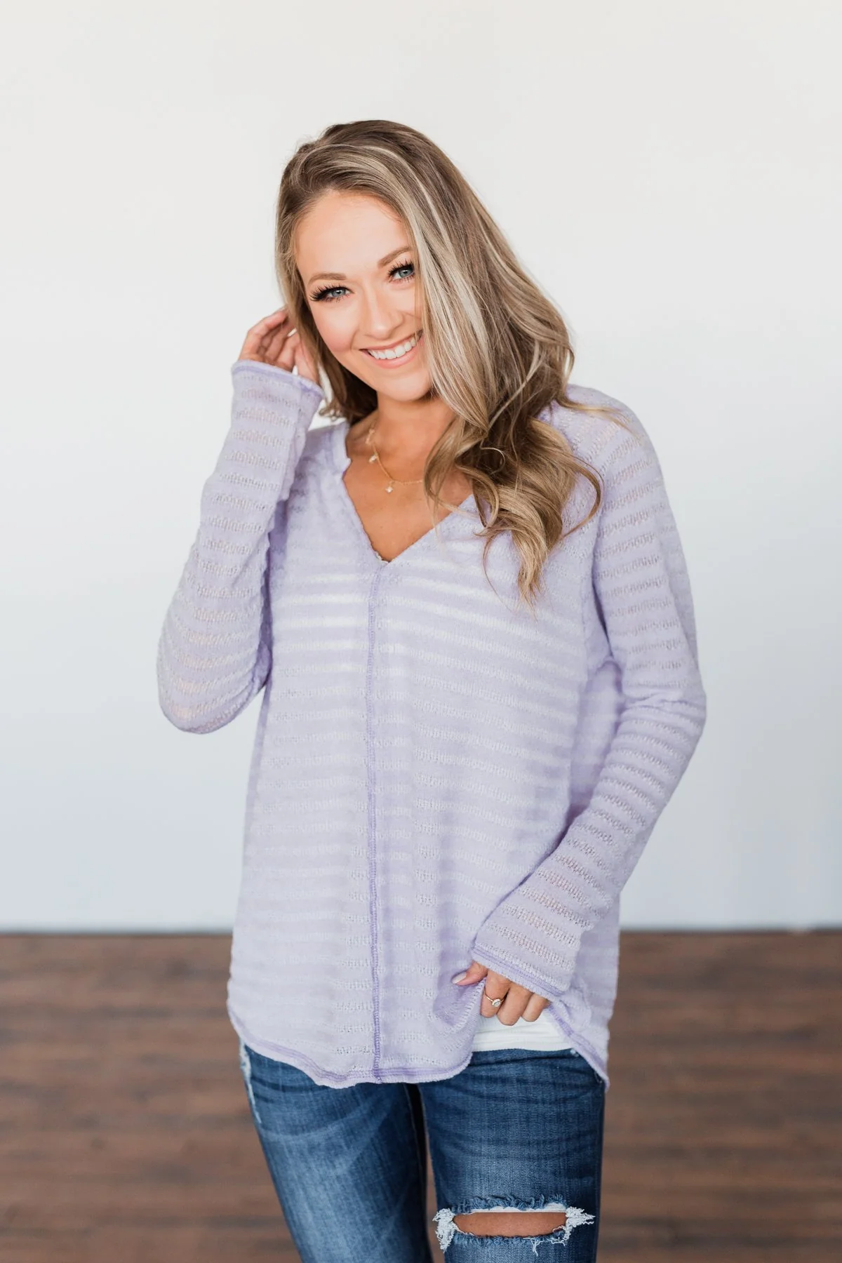 Find Me By The Flowers Knit Sweater- Lilac - Image 3
