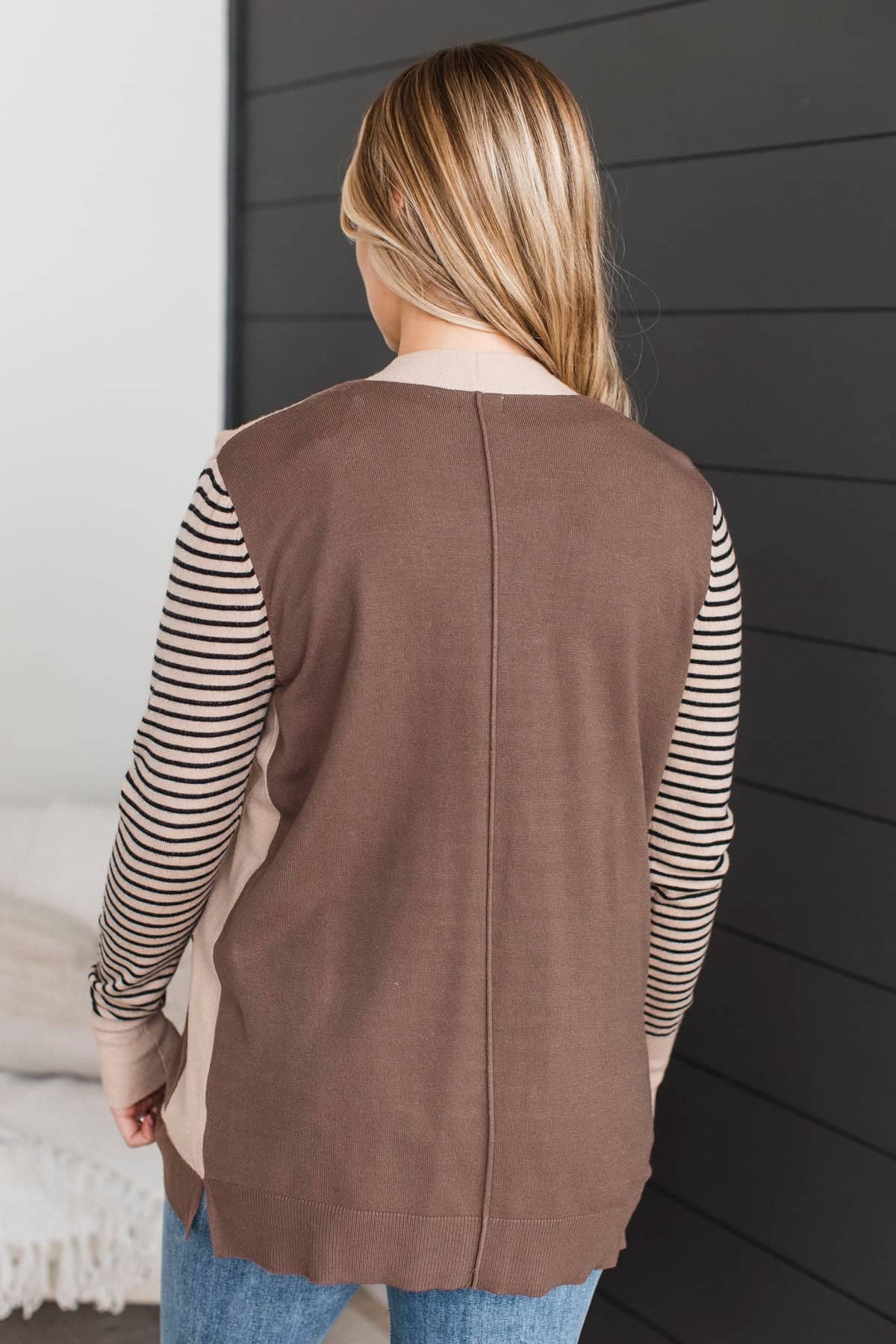 Find Me Here Open Front Cardigan- Taupe - Image 5