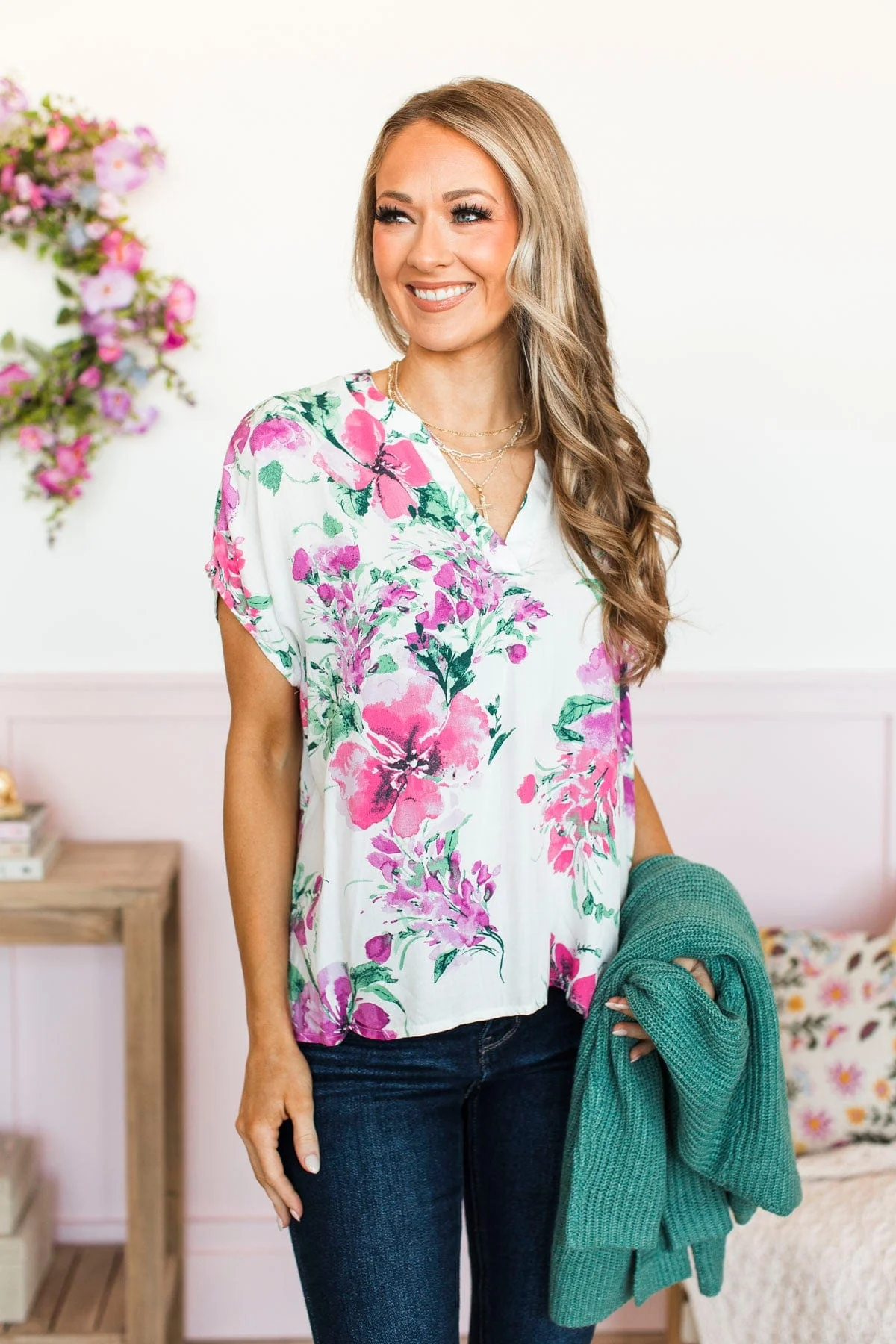 Find Me In The Flowers Top- Ivory - Image 5