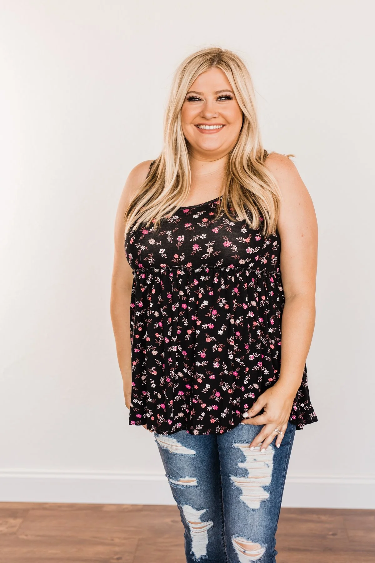 Find Me In The Garden Floral Tank Top- Black - Image 6