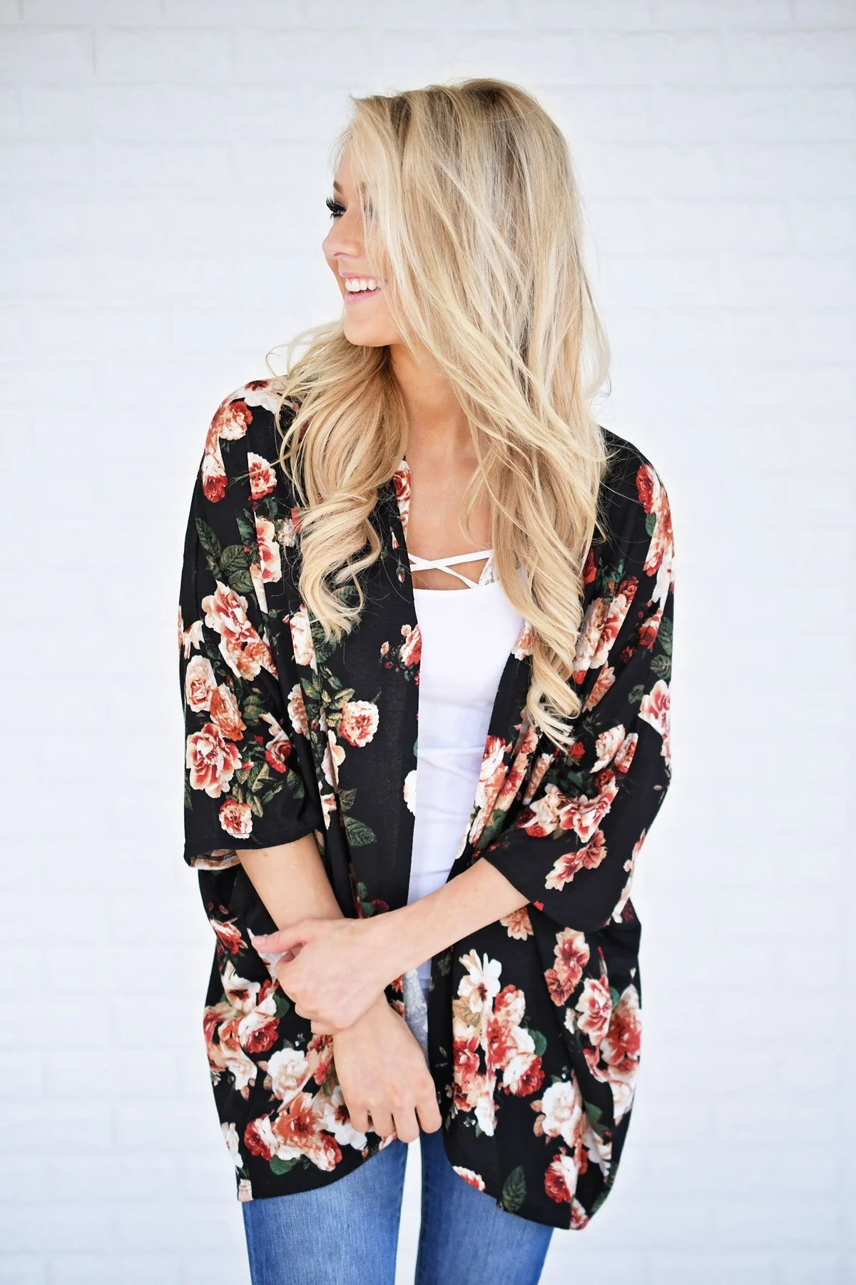 Find My Way Floral Cardigan - Black