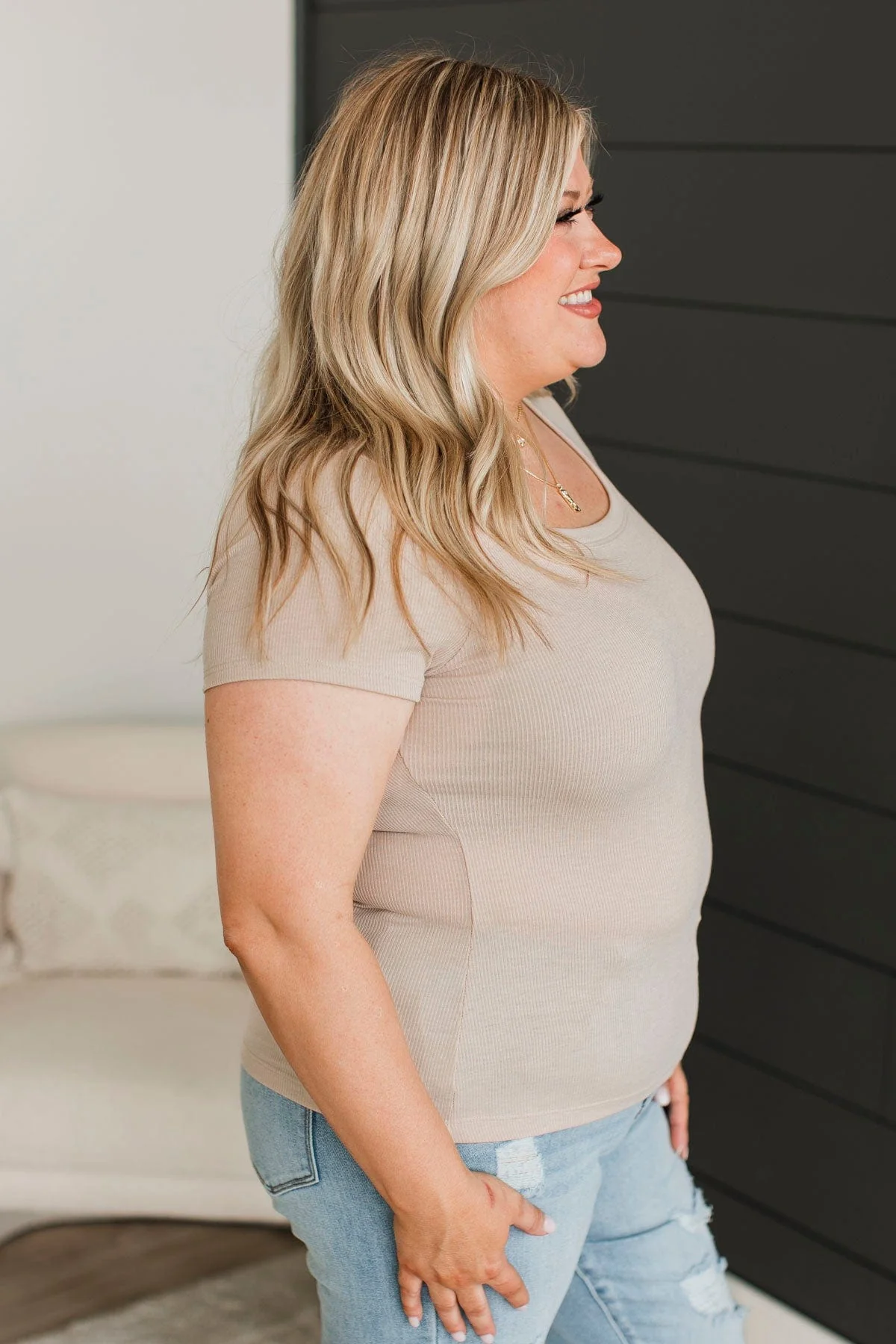 Find My Way Home Ribbed Top- Light Taupe - Image 6