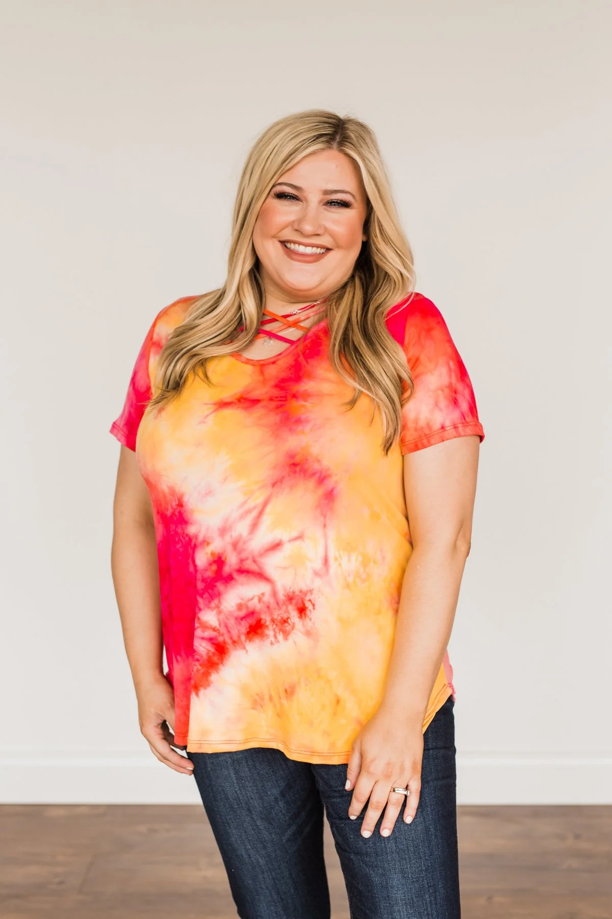Find Your Fire Tie-Dye Top- Yellow, Orange & Fuchsia - Image 12