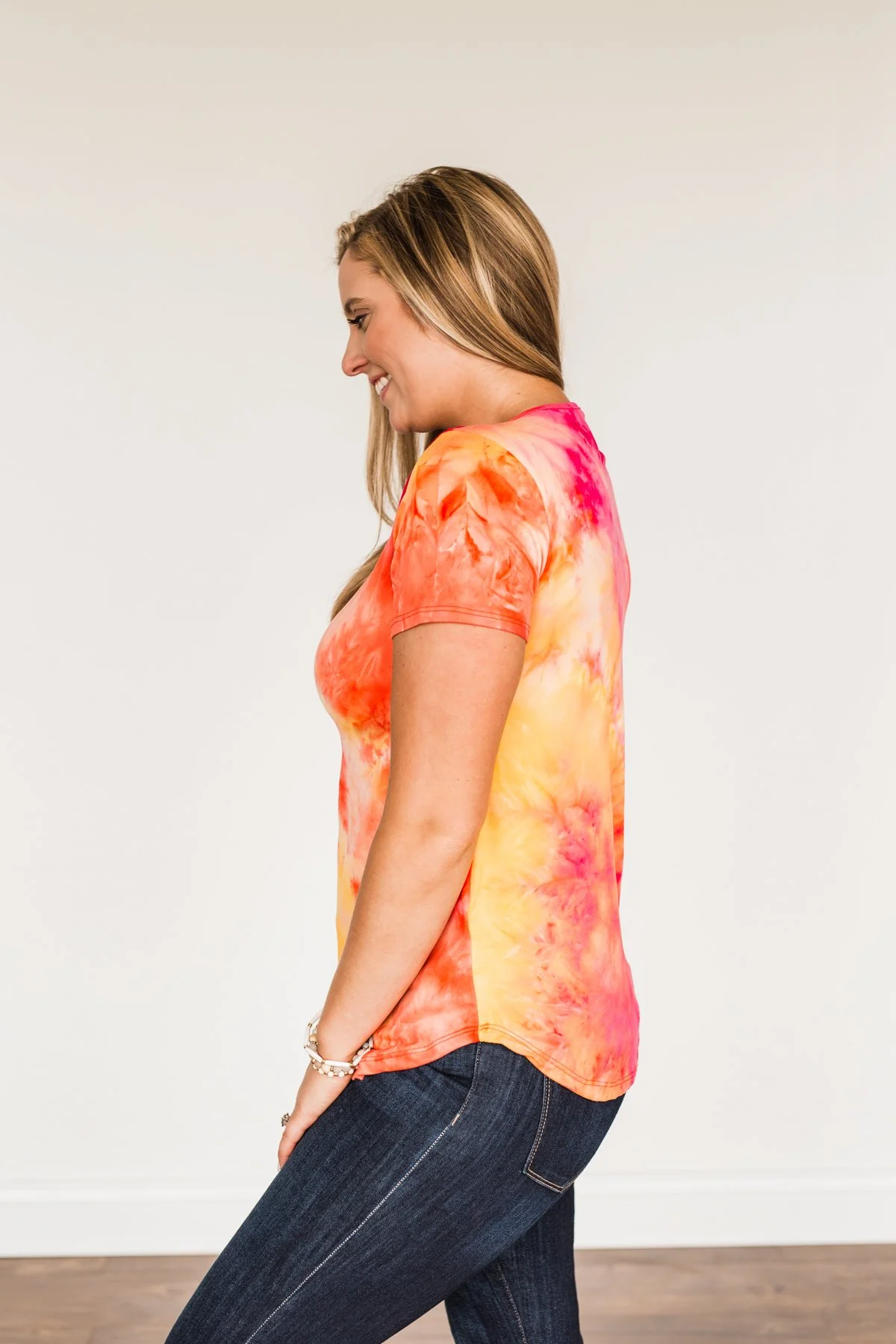 Find Your Fire Tie-Dye Top- Yellow, Orange & Fuchsia - Image 14