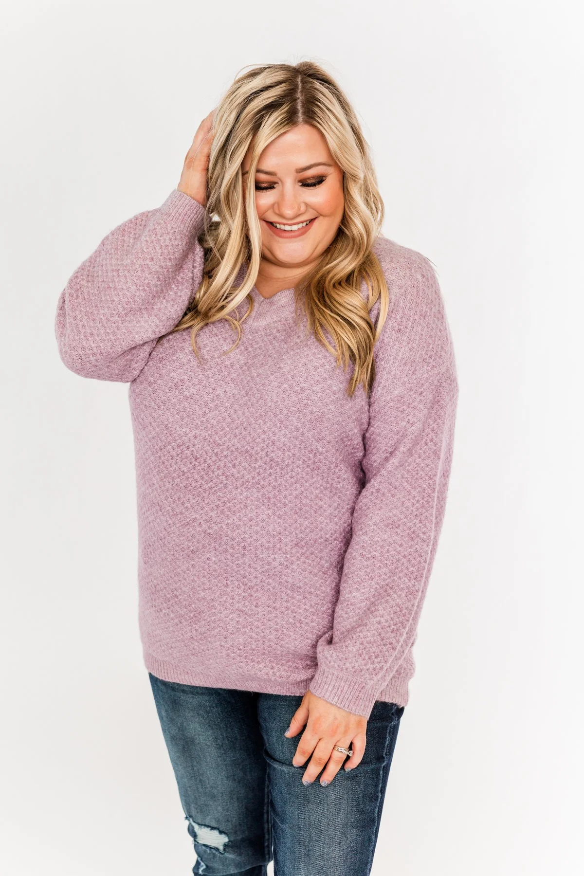 Find Your Joy Thick Knit Sweater- Lavender - Image 10
