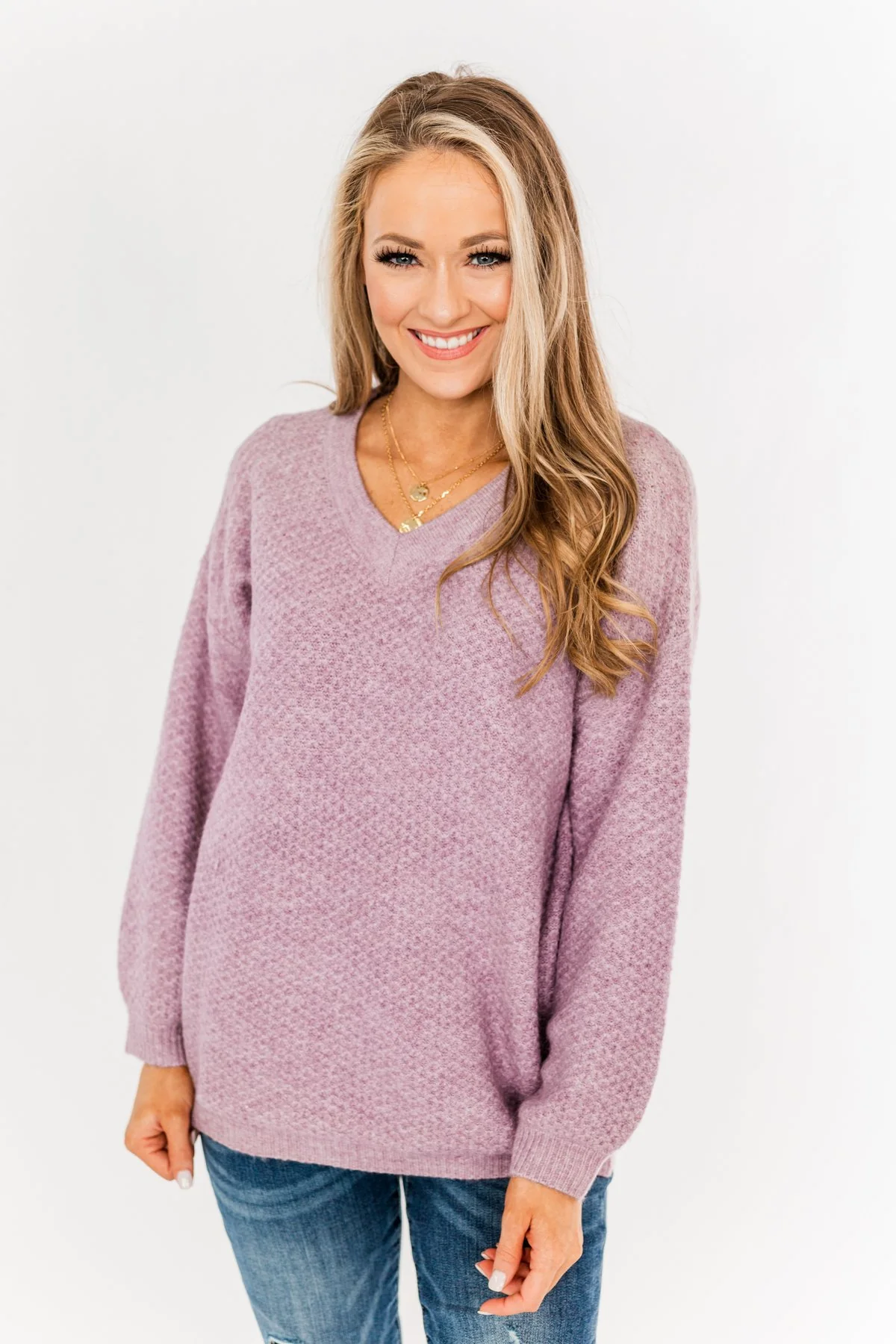 Find Your Joy Thick Knit Sweater- Lavender - Image 7