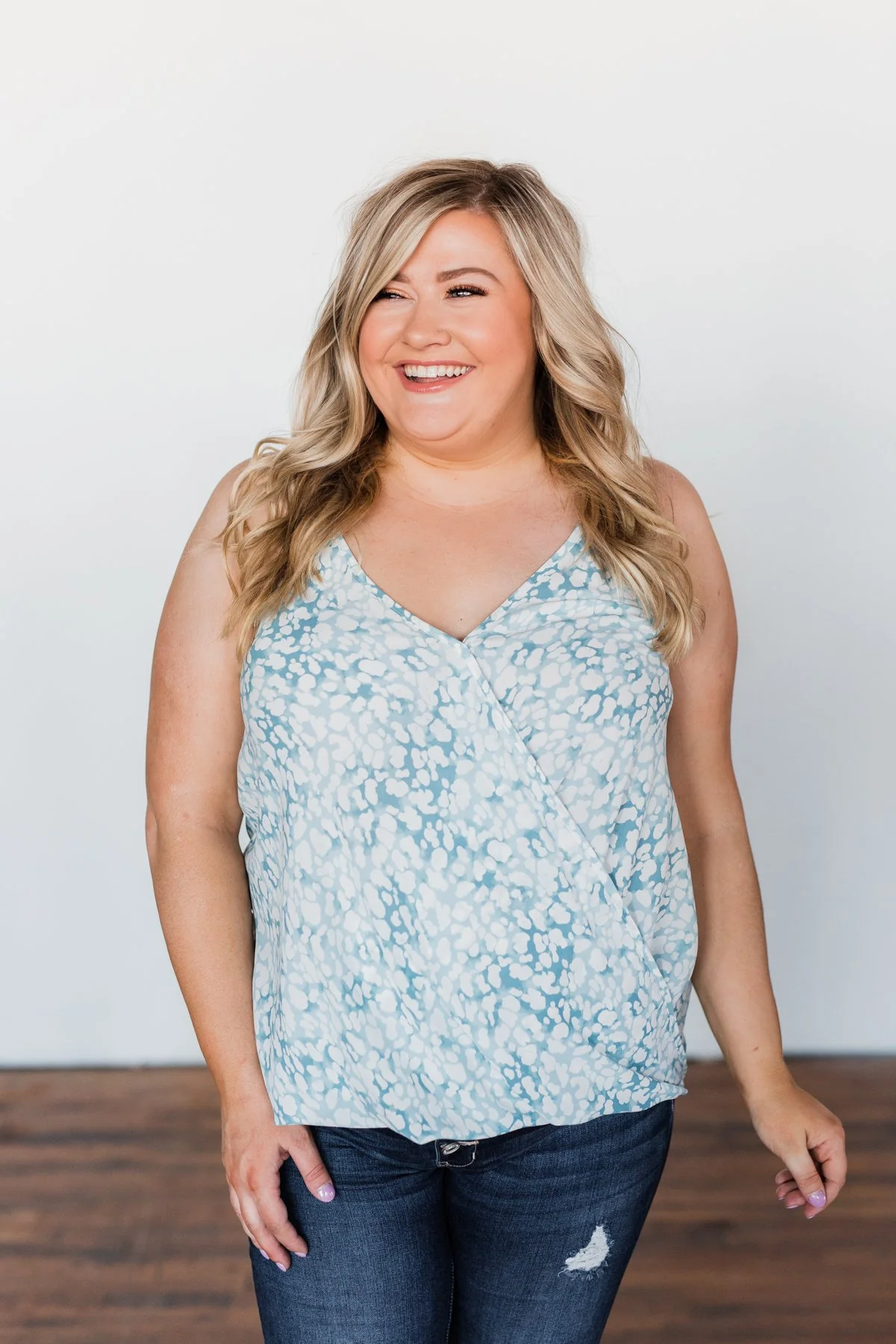 Find Your Purpose V-Neck Wrap Tank Top- Light Blue - Image 2