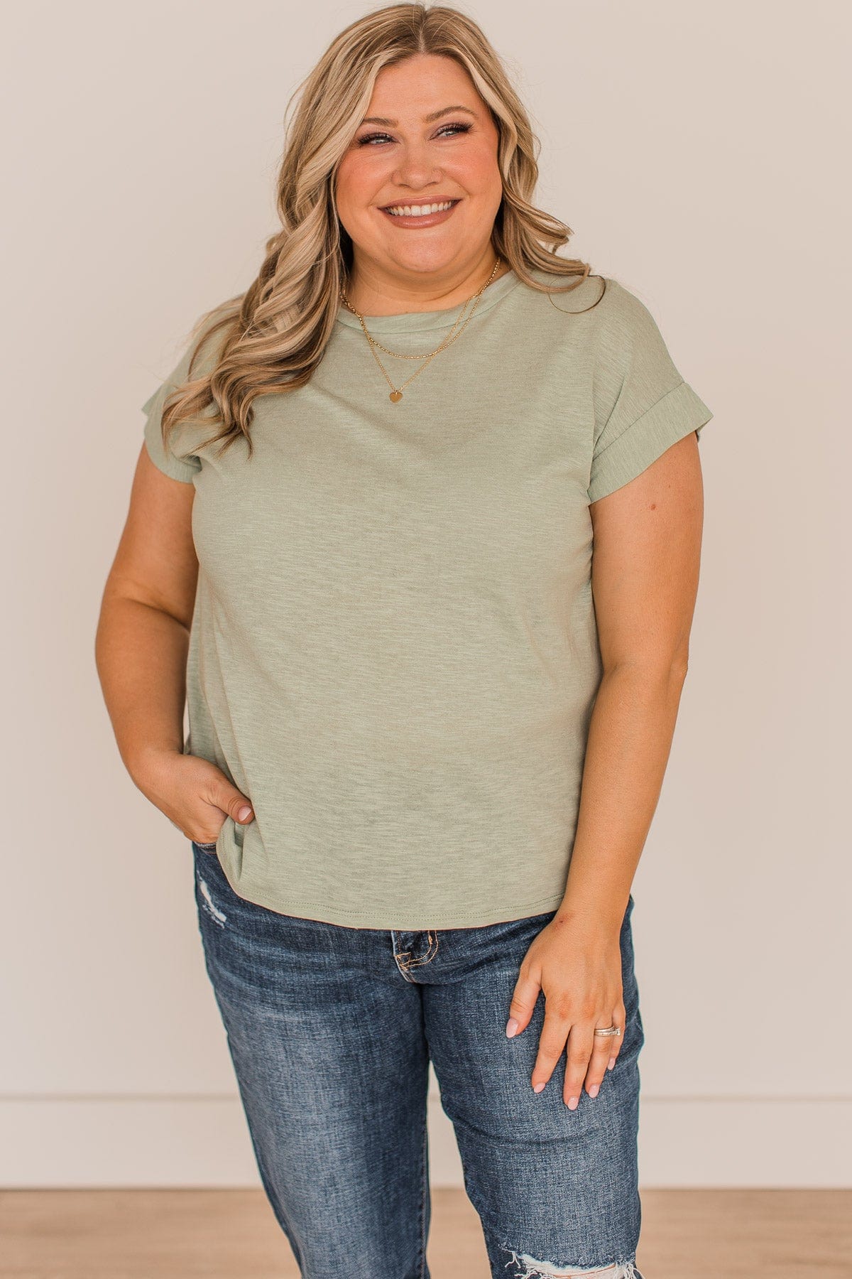 Find Your Shine Short Sleeve Top- Sage - Image 4