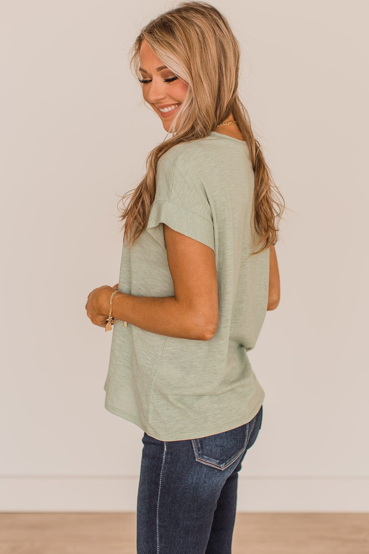 Find Your Shine Short Sleeve Top- Sage - Image 5