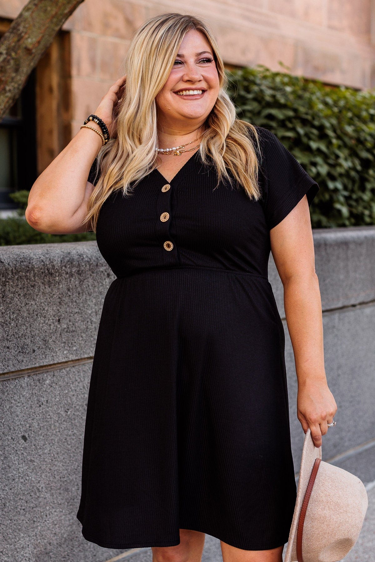 Find Your Voice Ribbed Knit Dress- Black - Image 5