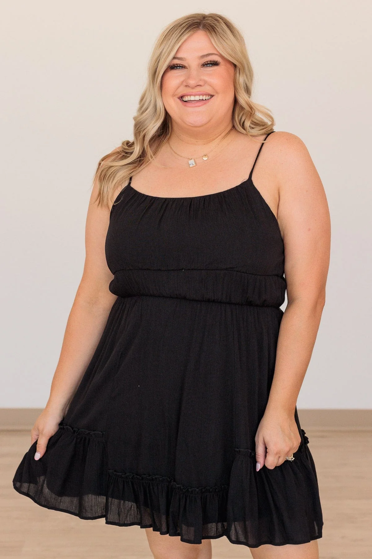 Finding Lost Love Ruffled Mini Dress- Black - Image 3