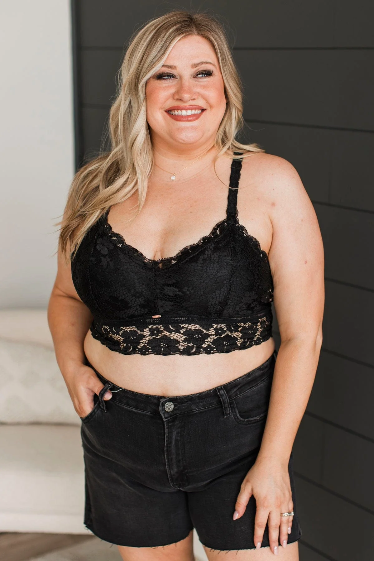 Finding Love Floral Lace Bralette- Black - Image 4