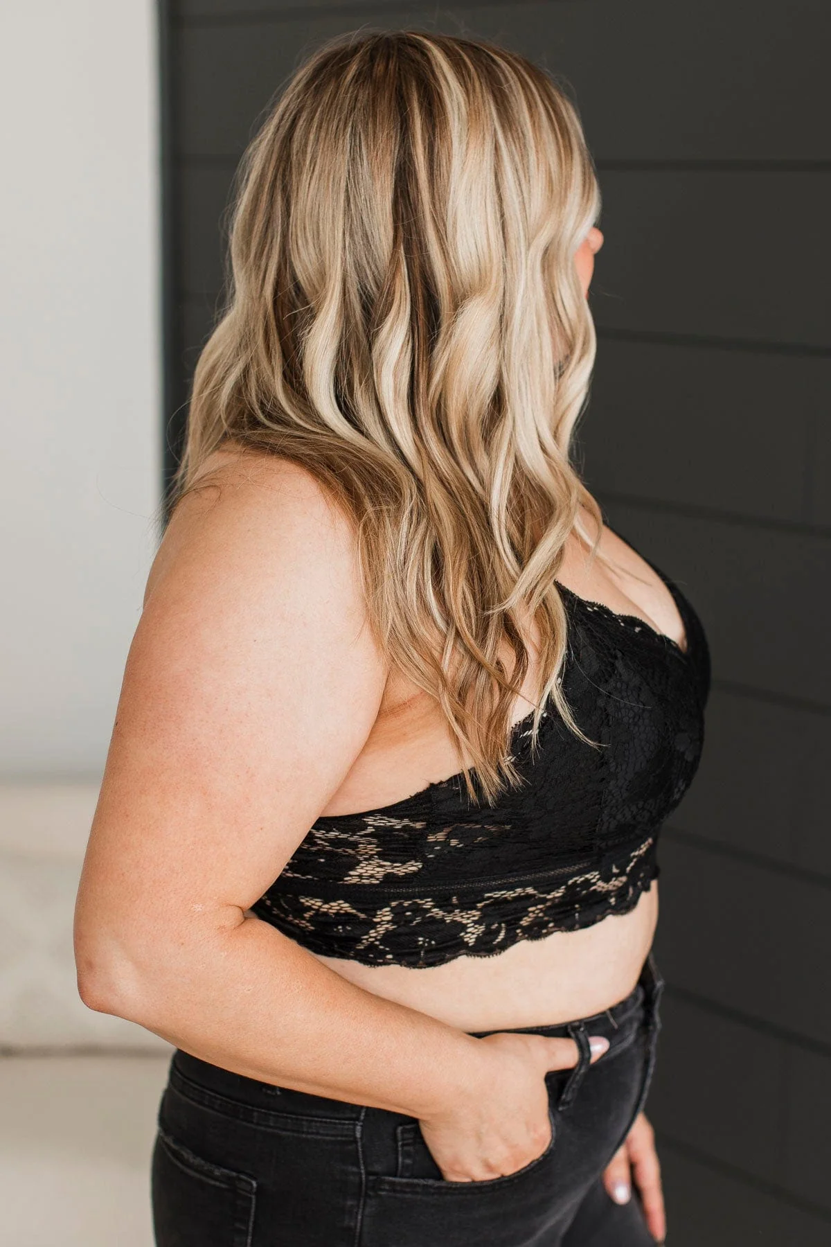 Finding Love Floral Lace Bralette- Black - Image 6