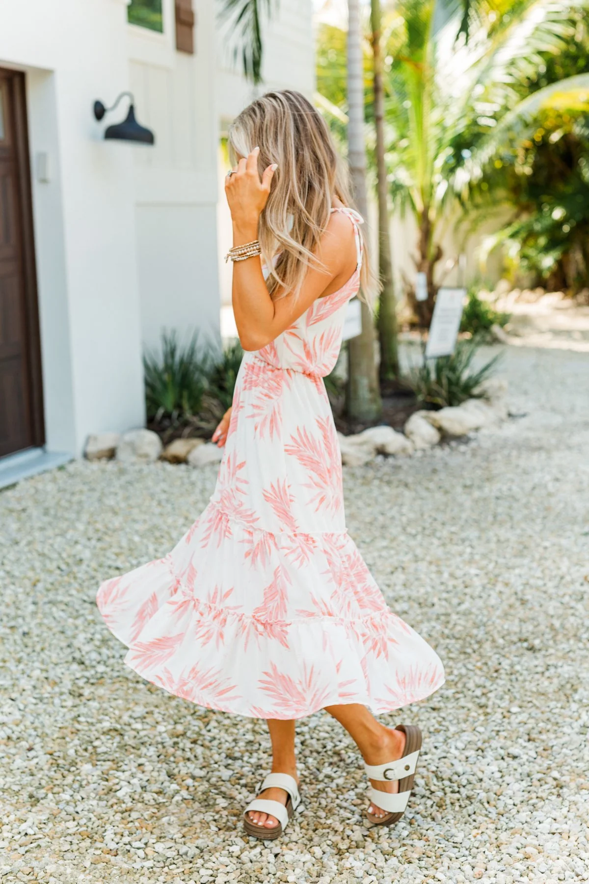 Finding Paradise Tropical Midi Dress- Ivory & Coral - Image 2