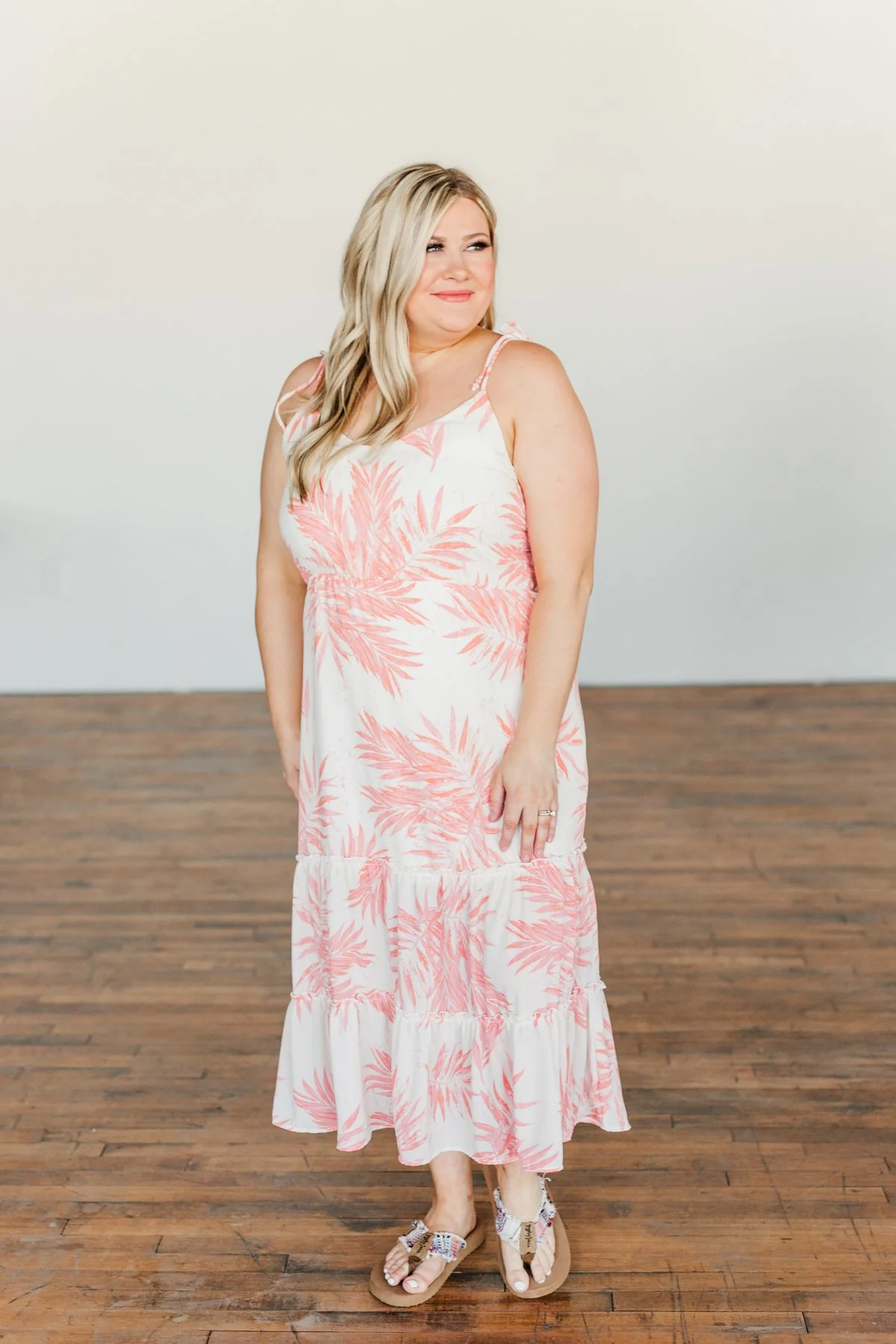 Finding Paradise Tropical Midi Dress- Ivory & Coral - Image 5