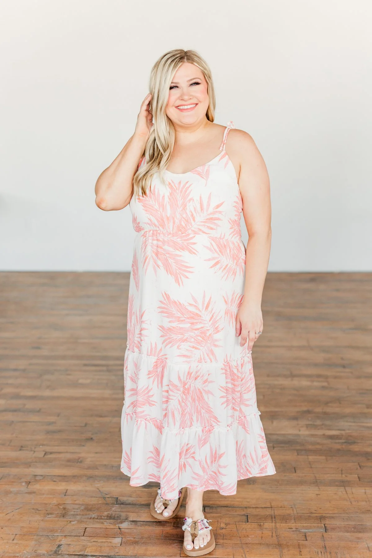 Finding Paradise Tropical Midi Dress- Ivory & Coral - Image 7