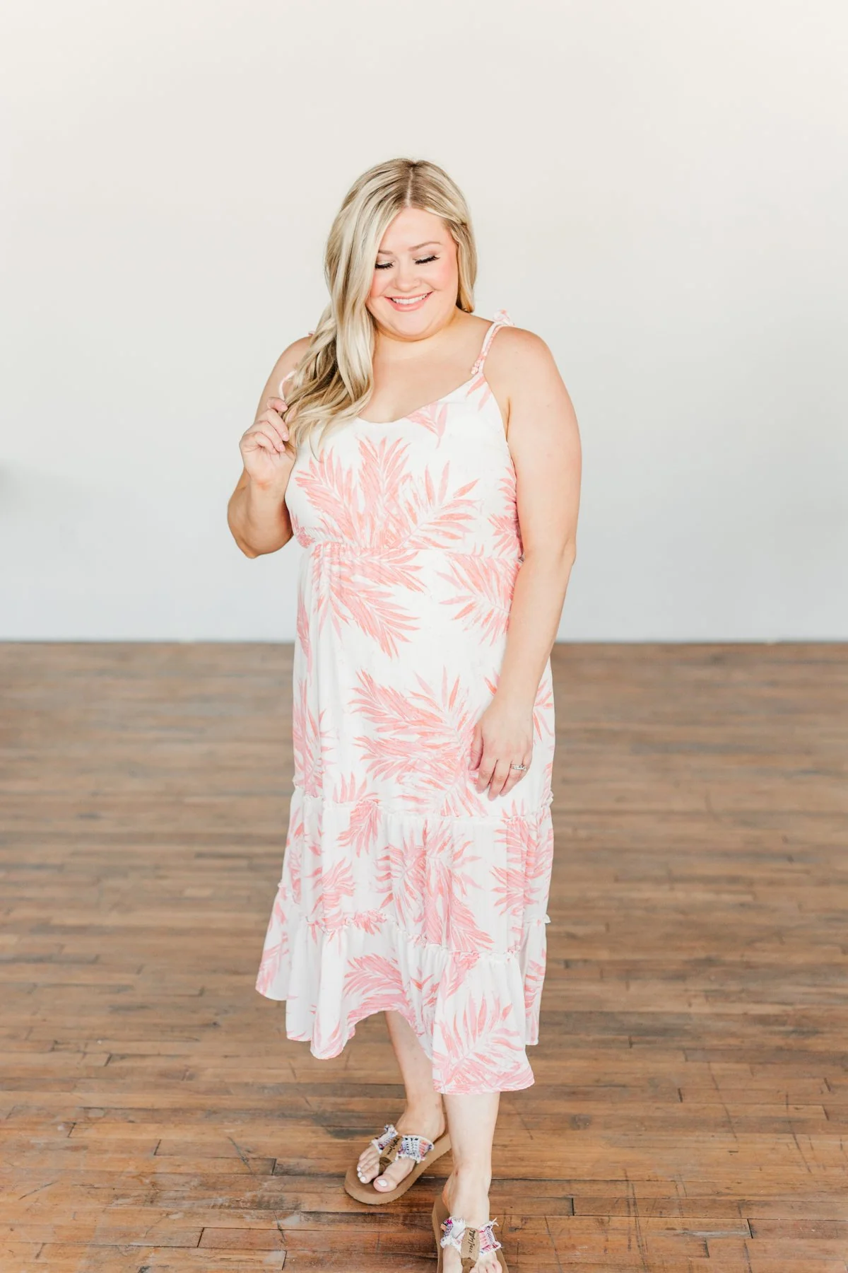 Finding Paradise Tropical Midi Dress- Ivory & Coral - Image 8