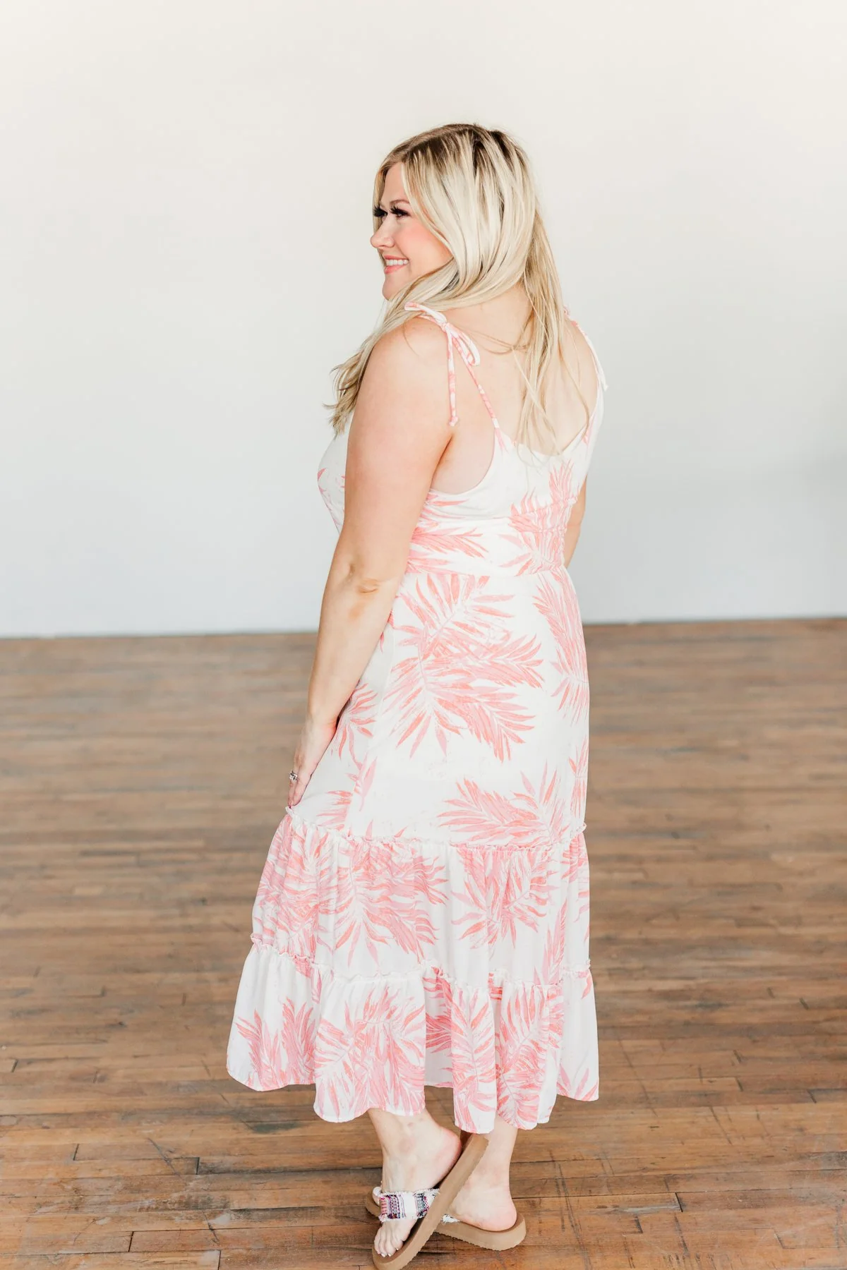 Finding Paradise Tropical Midi Dress- Ivory & Coral - Image 9