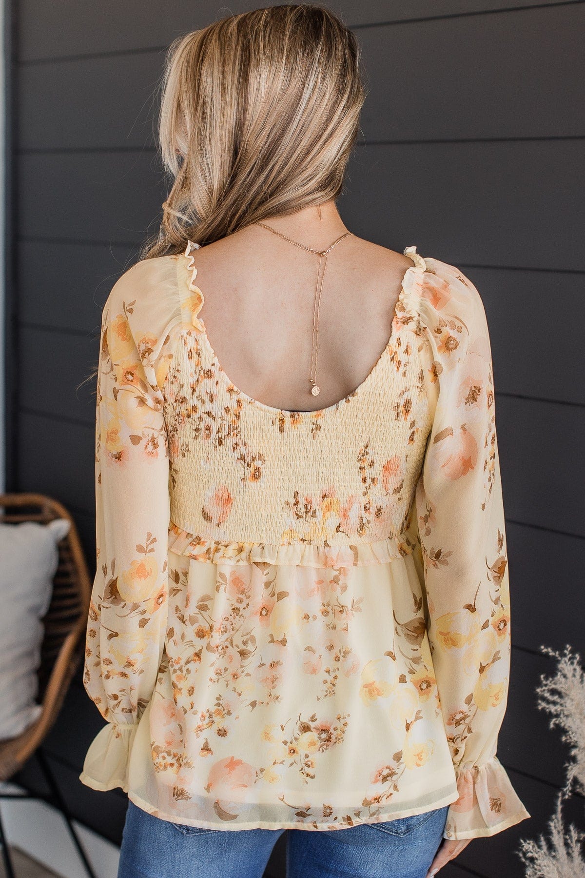 Finding Yourself Floral Babydoll Top- Light Yellow - Image 7