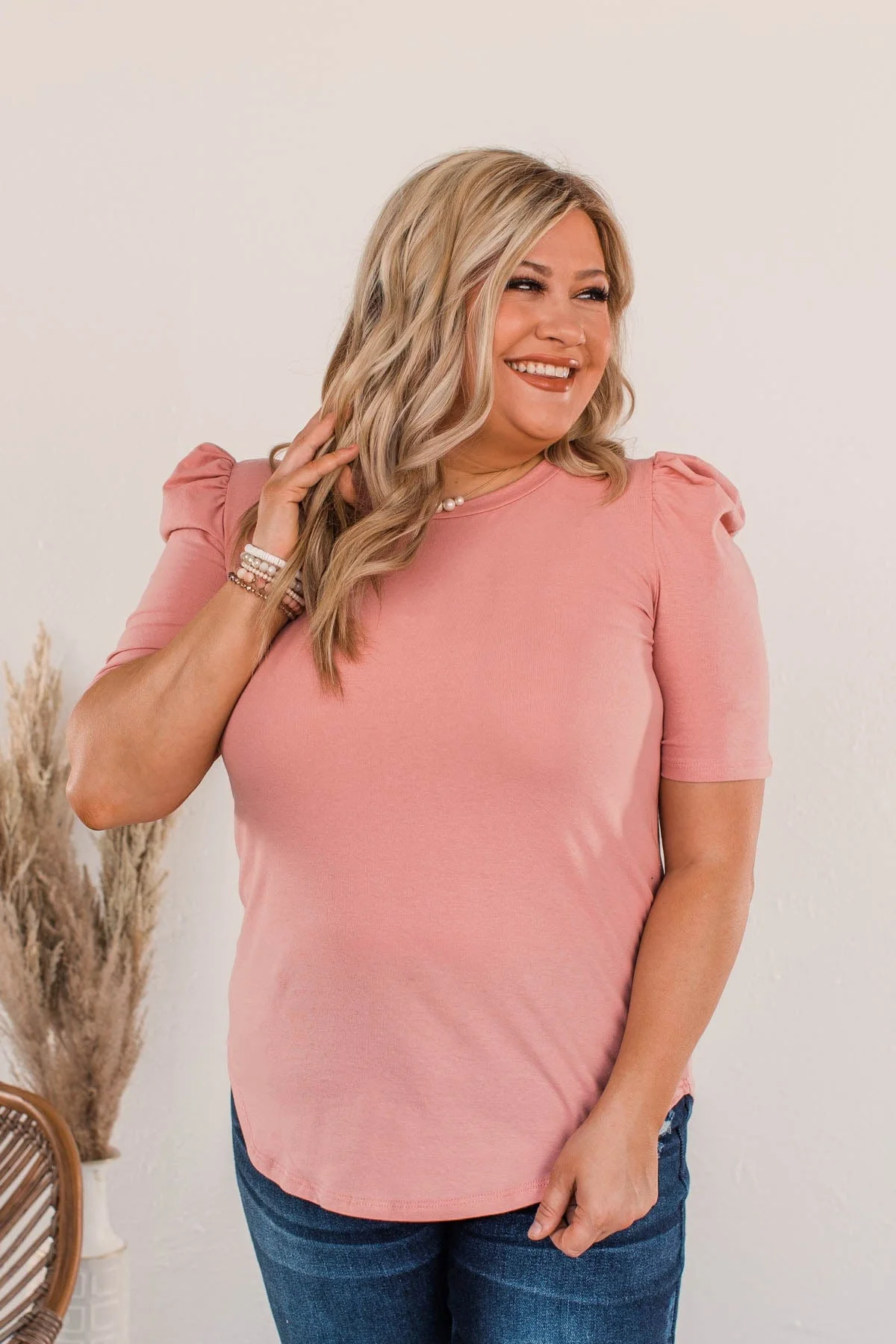 Fine And Dandy Puff Sleeve Blouse- Blush - Image 3