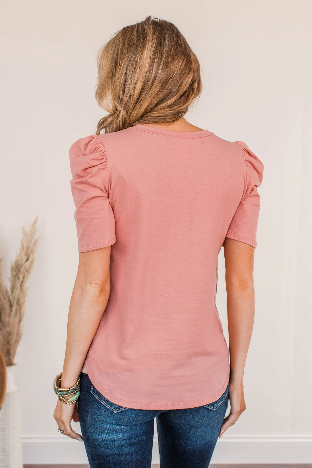 Fine And Dandy Puff Sleeve Blouse- Blush - Image 9
