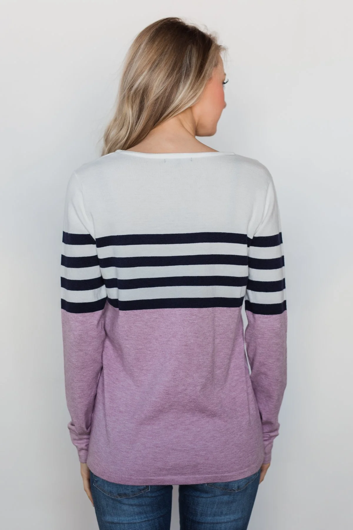 Fine by Me Striped Sweater - Lavender - Image 5