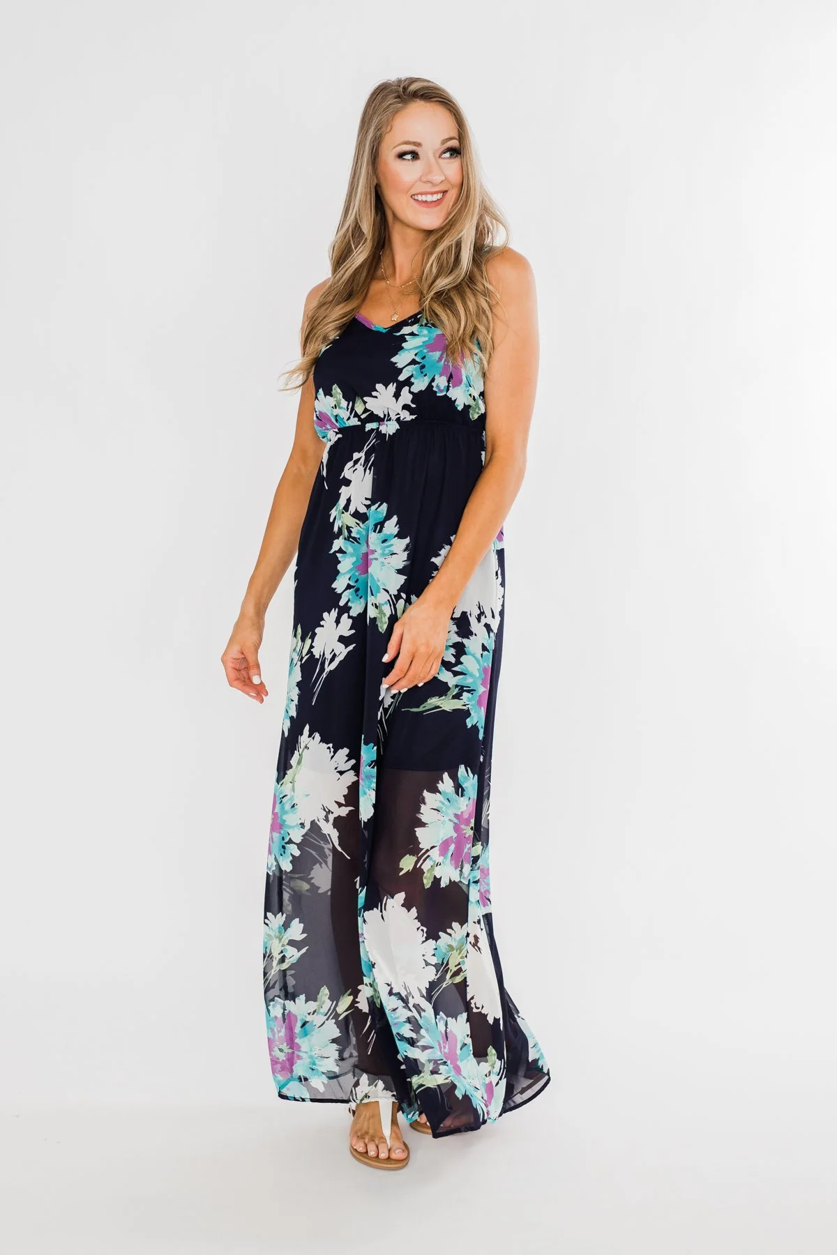 Finest Moment Navy Floral Maxi Dress - Image 4