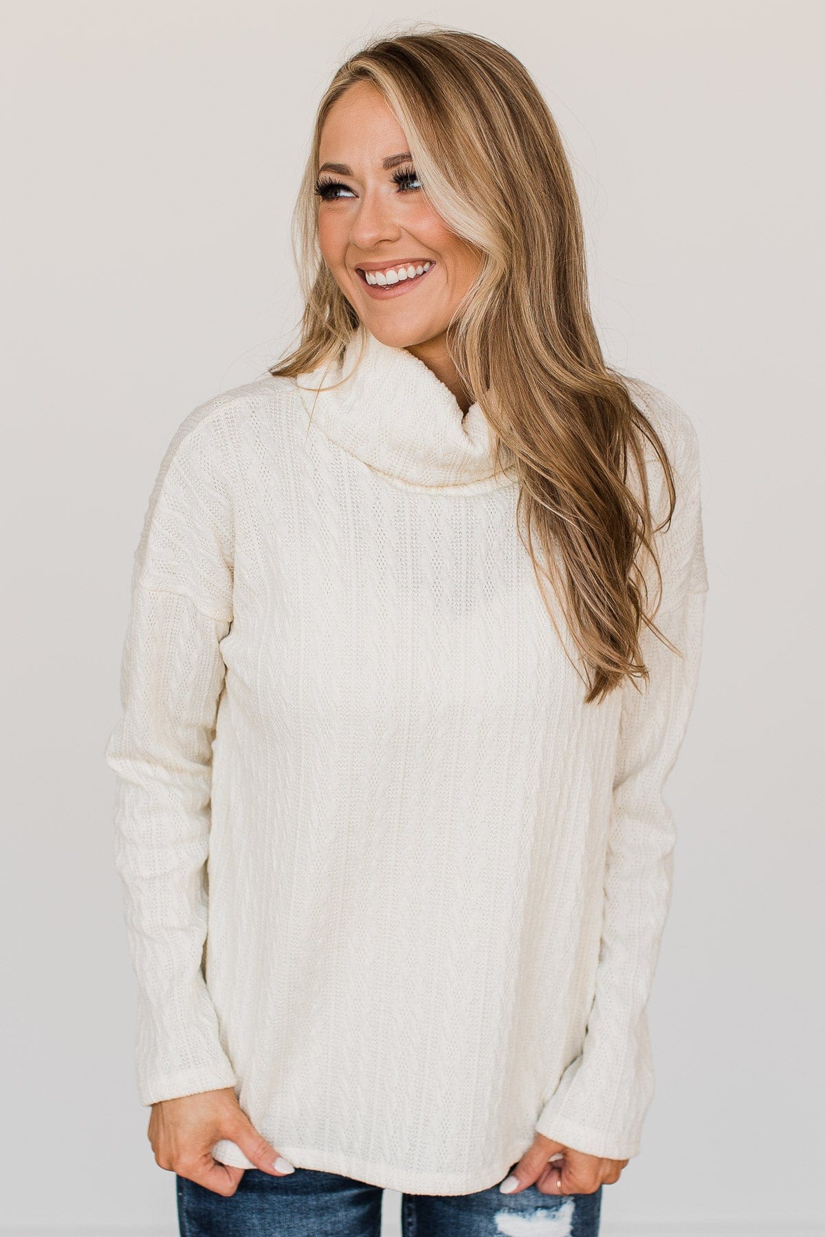 Fingers Crossed Turtle Neck Sweater- Ivory - Image 8