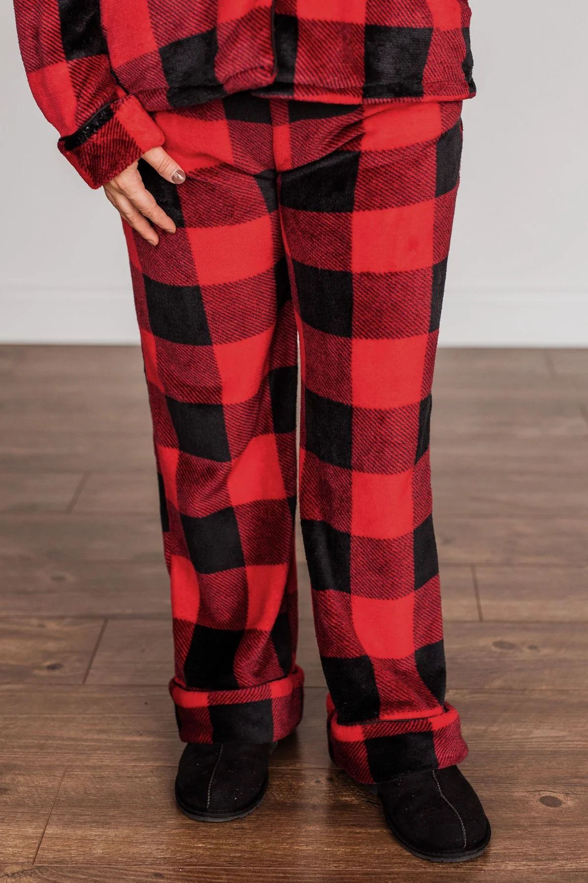 Fireside Comfort Buffalo Plaid Lounge Bottoms- Red - Image 2