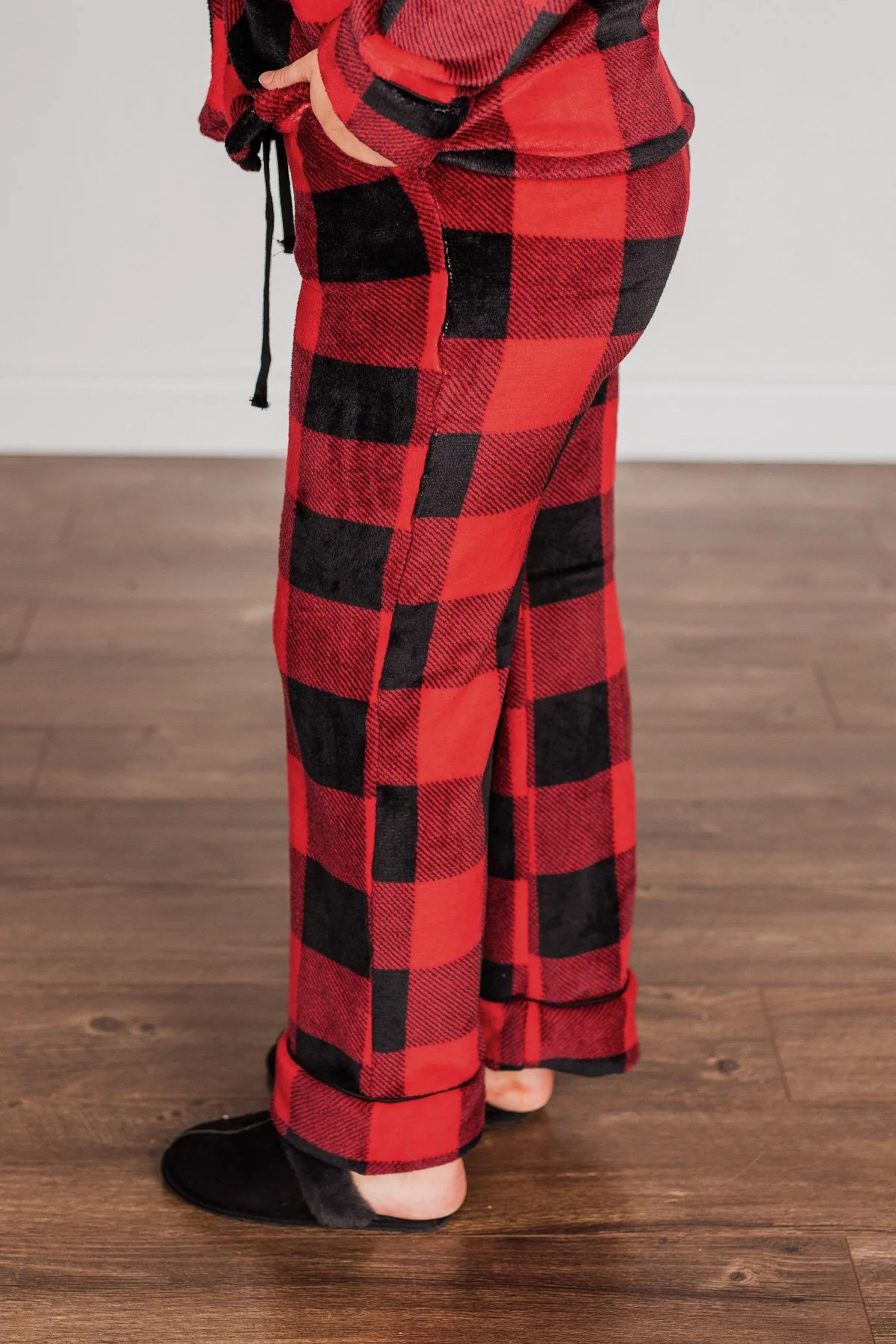 Fireside Comfort Buffalo Plaid Lounge Bottoms- Red - Image 3