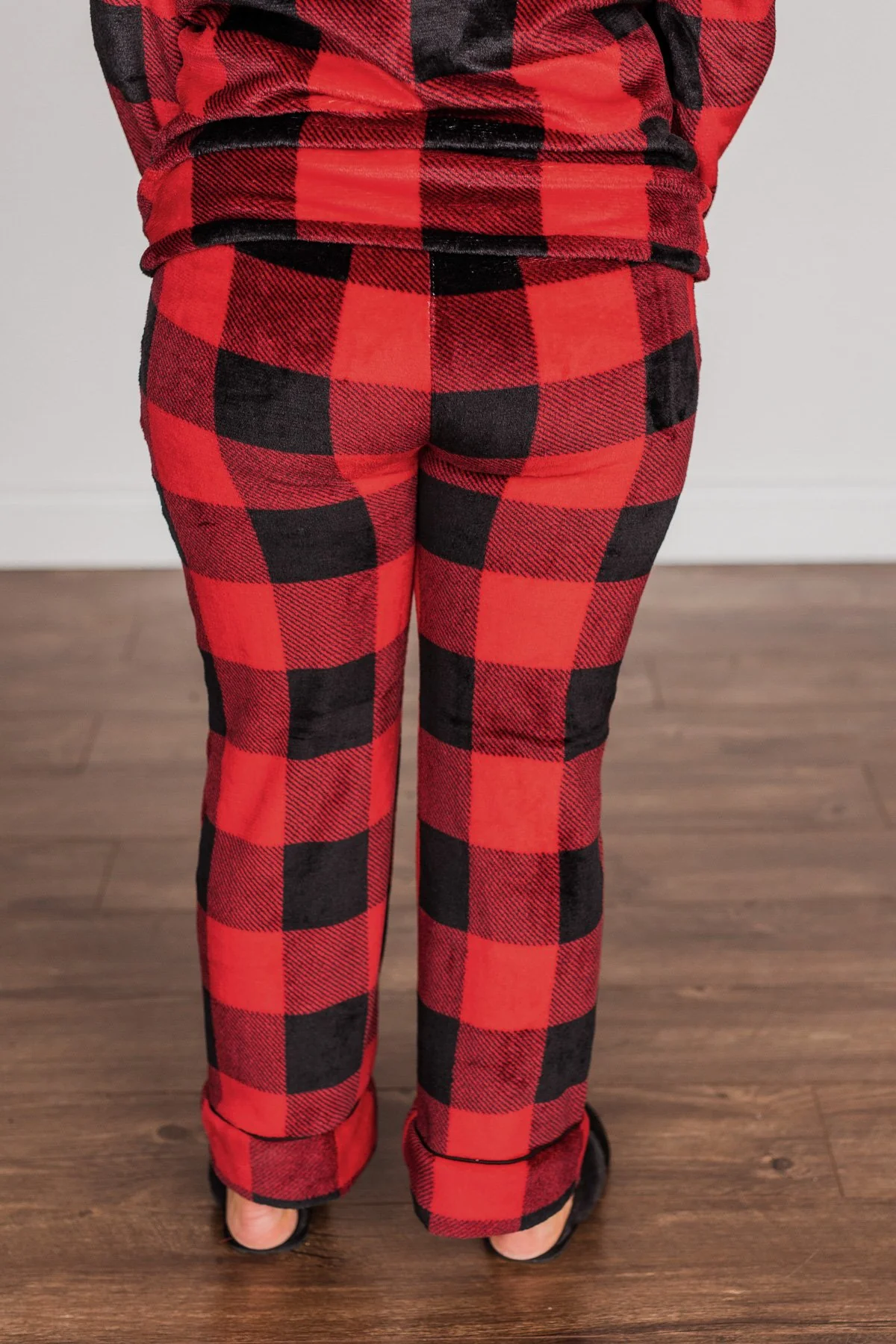 Fireside Comfort Buffalo Plaid Lounge Bottoms- Red - Image 6