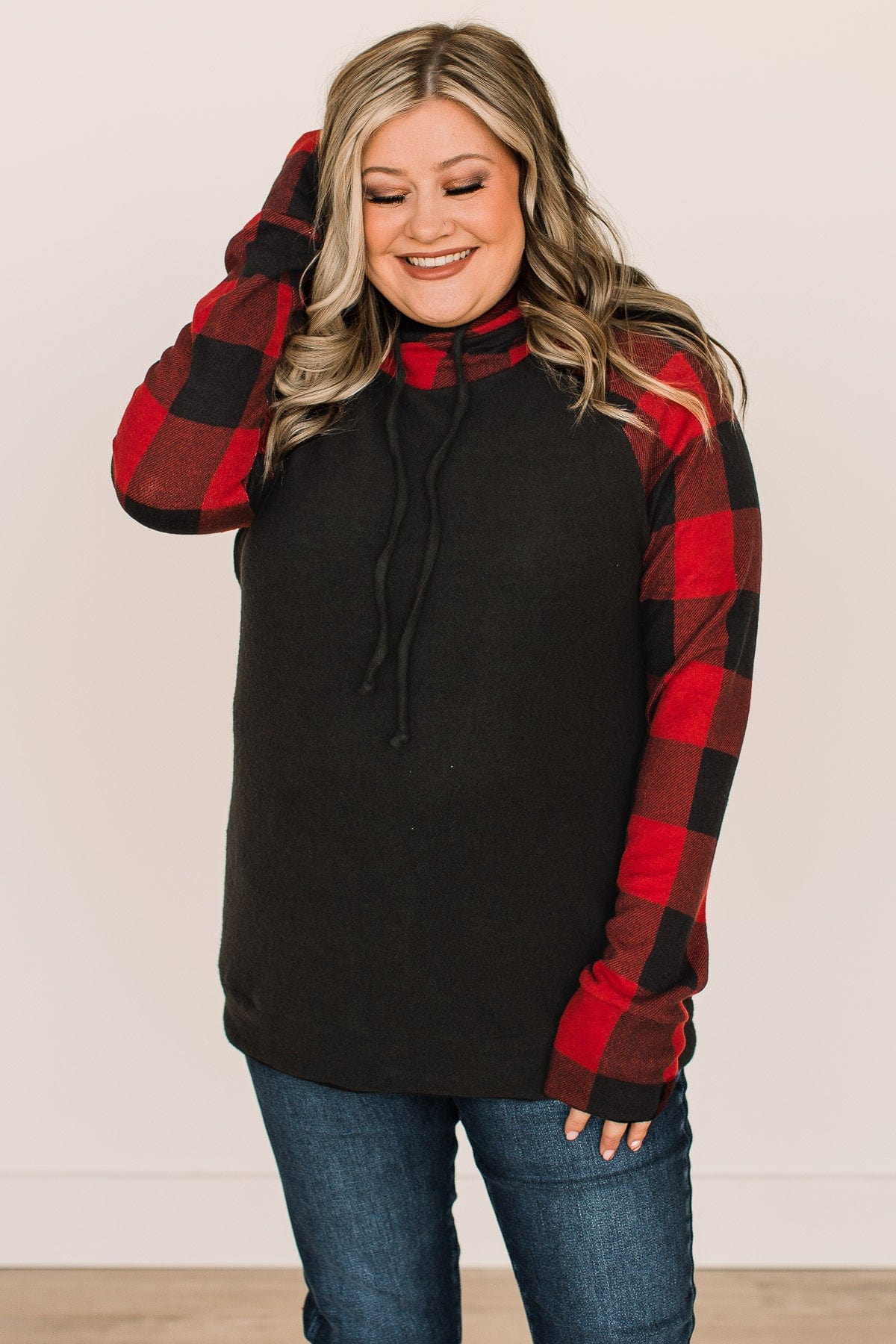 Fireside Feelings Hooded Top- Black & Red - Image 4
