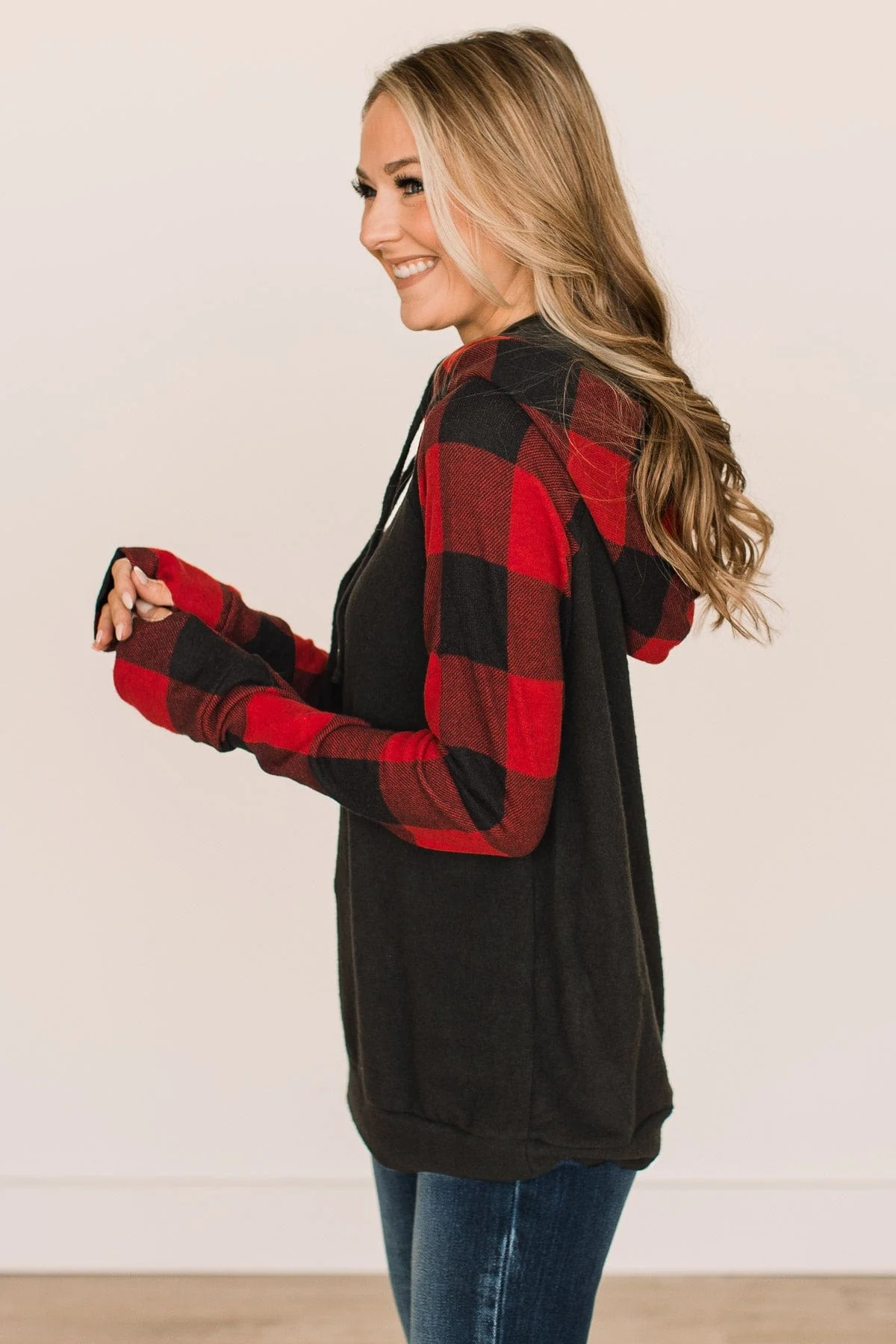 Fireside Feelings Hooded Top- Black & Red - Image 5