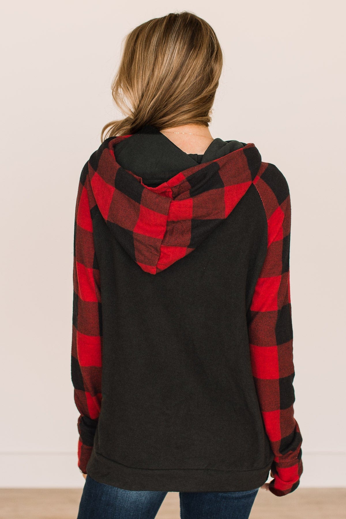 Fireside Feelings Hooded Top- Black & Red - Image 7