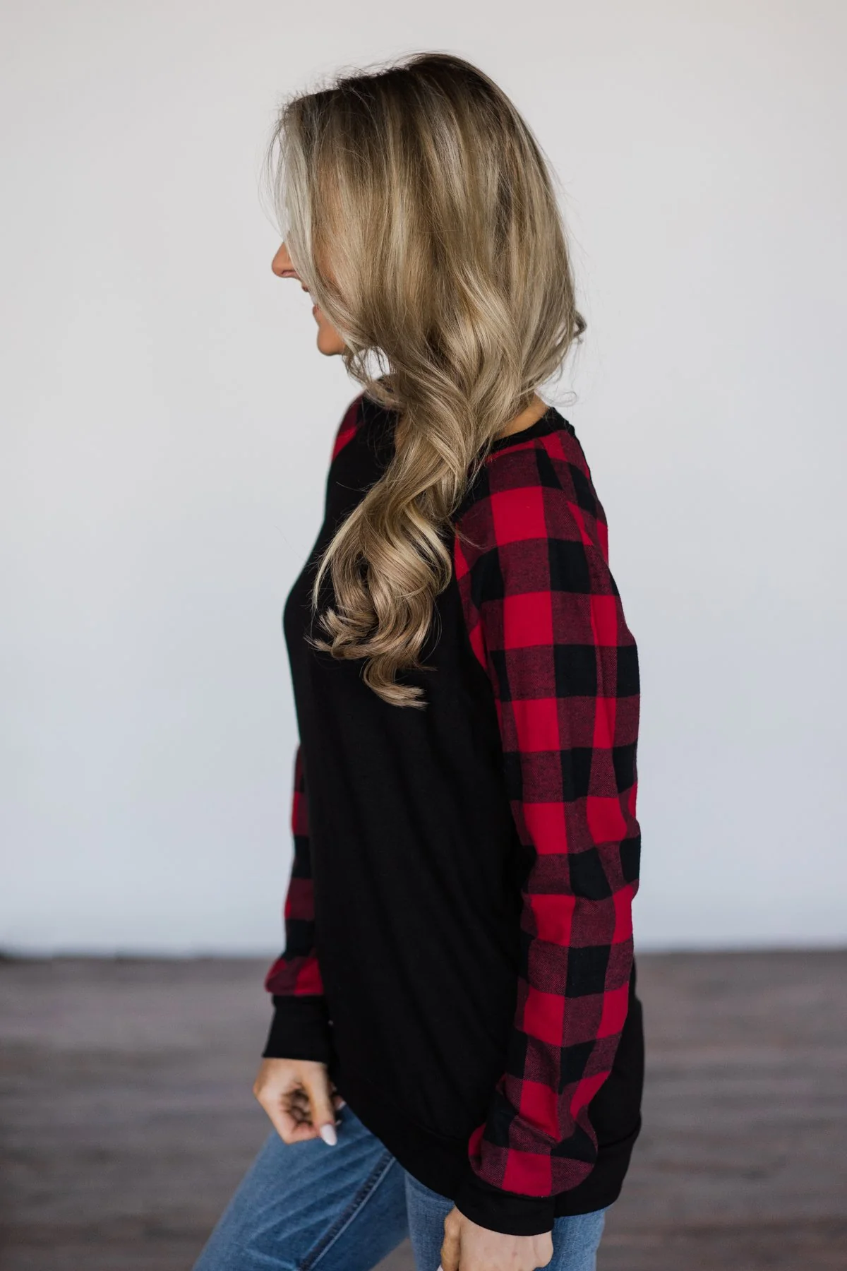 Fireside Kisses Black & Buffalo Plaid Top - Image 3