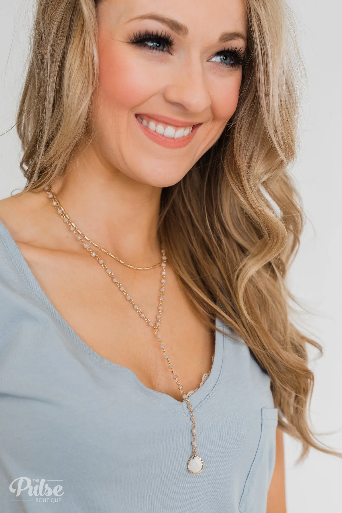 First Glance 2 Tier Beaded Necklace- Gold - Image 2