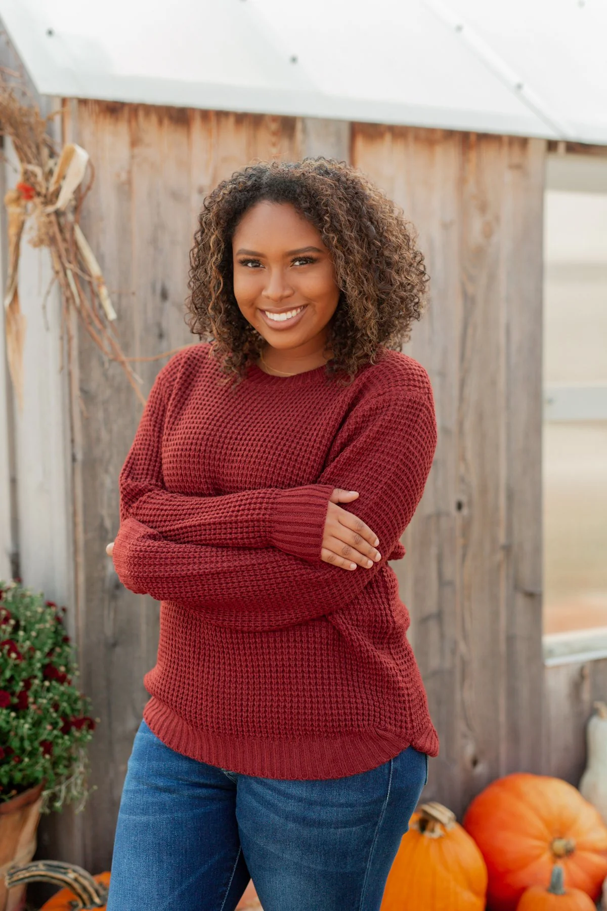 First Look Thick Knit Sweater- Deep Brick - Image 7