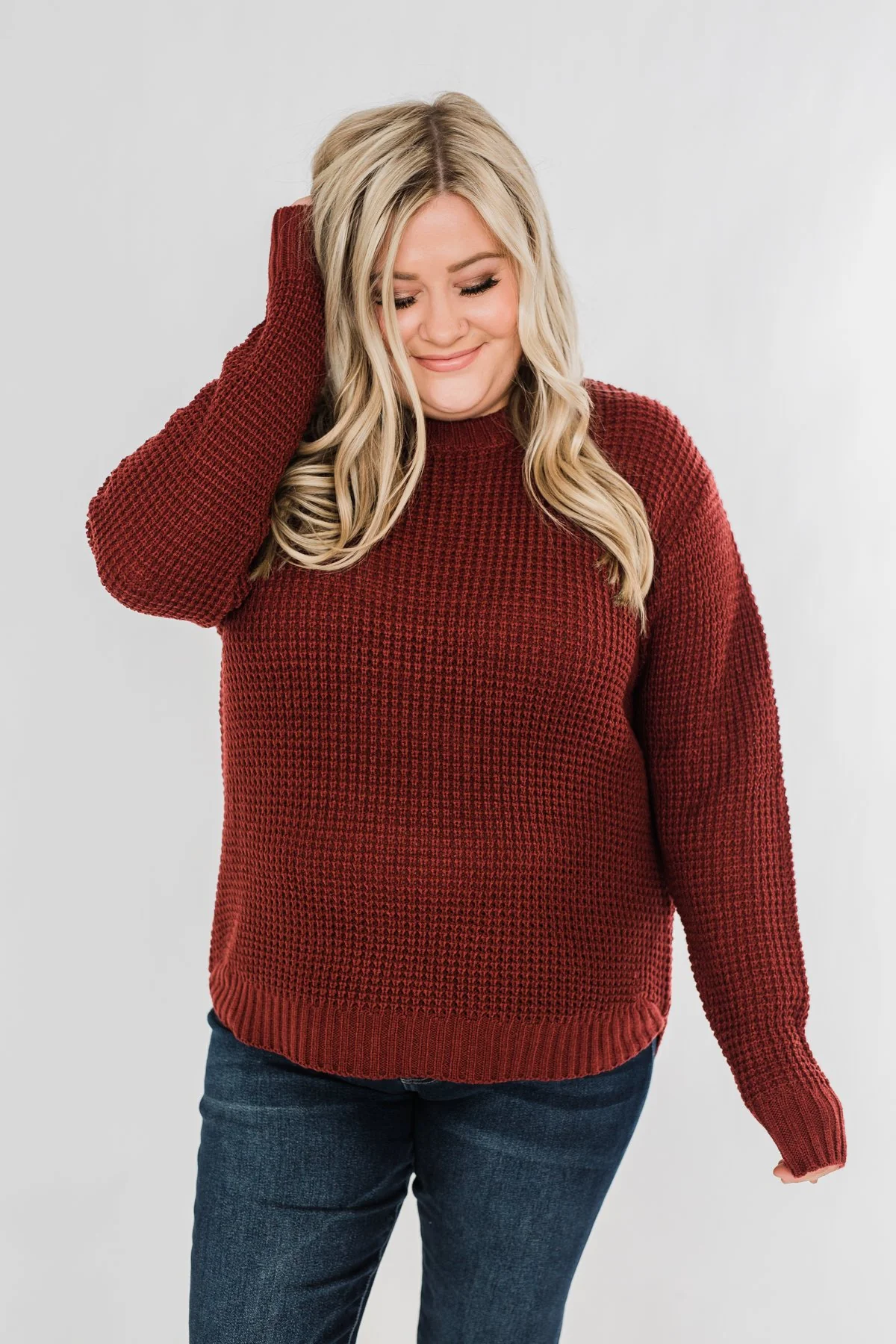 First Look Thick Knit Sweater- Deep Brick - Image 9