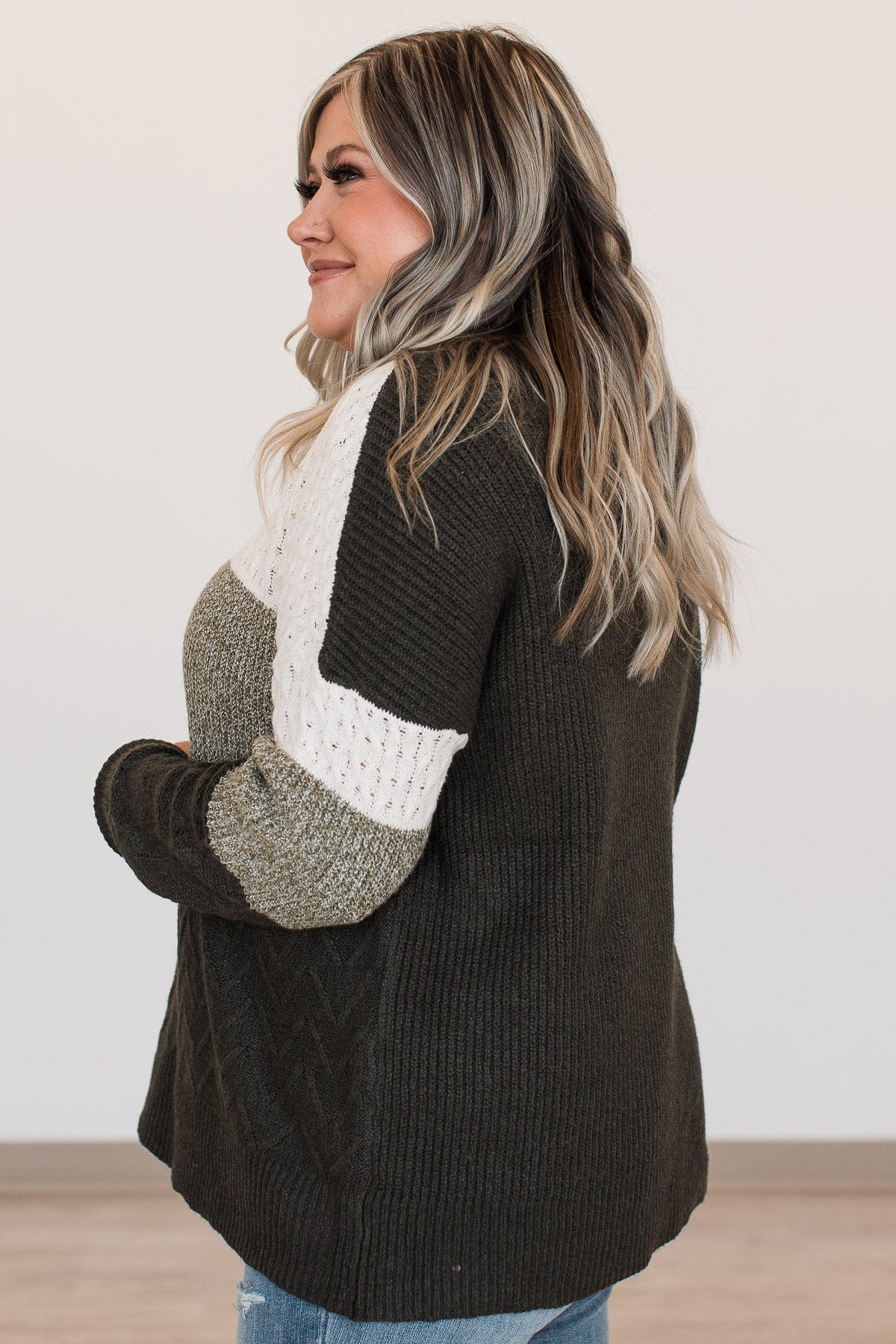 First Signs Of Fall Knit Sweater- Olive & Ivory - Image 7