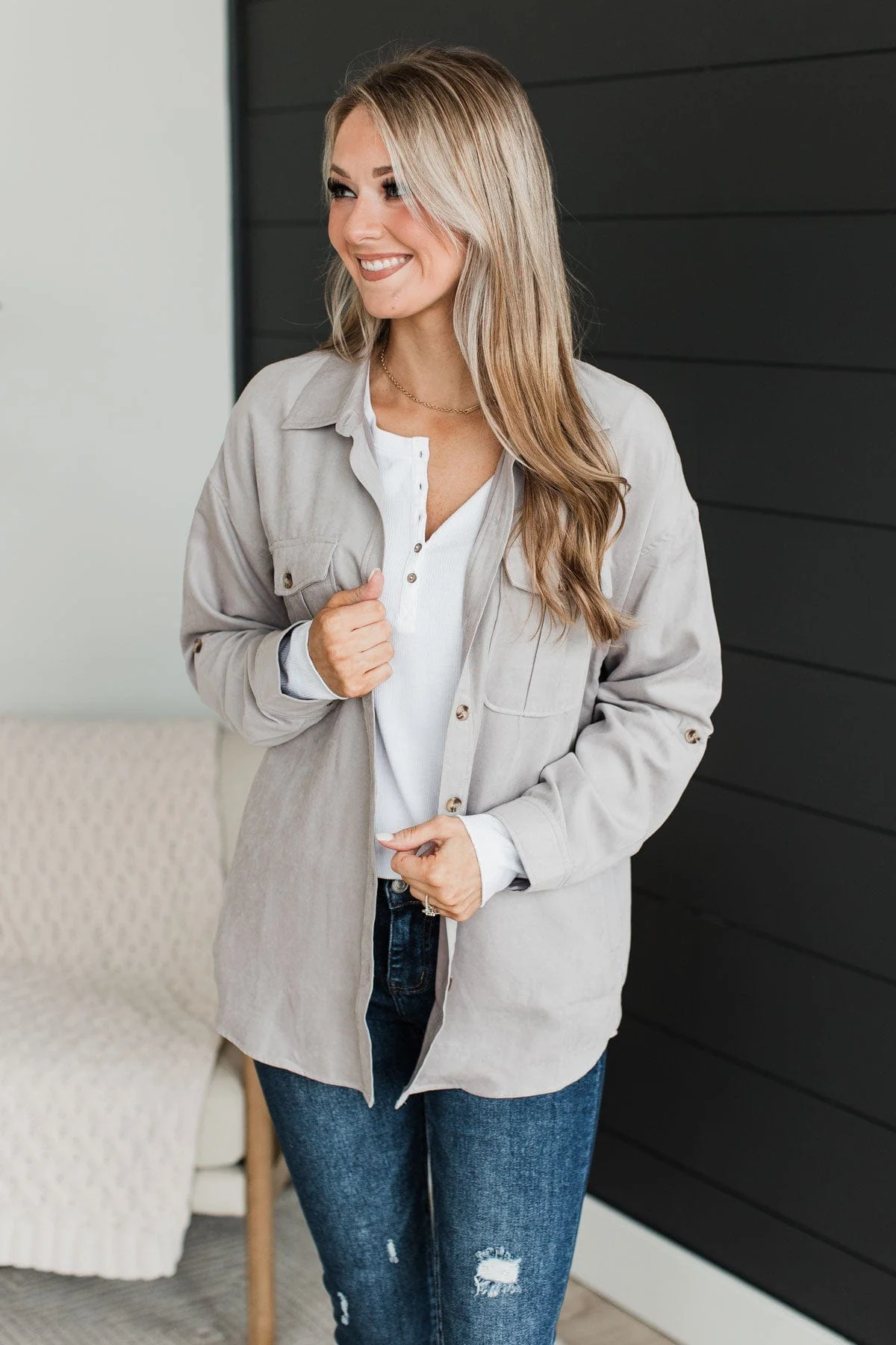 First To Arrive Lightweight Jacket- Grey - Image 3