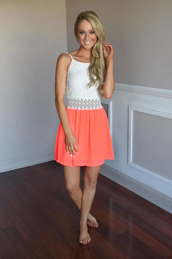 First to Dance Dress ~ Neon Coral
