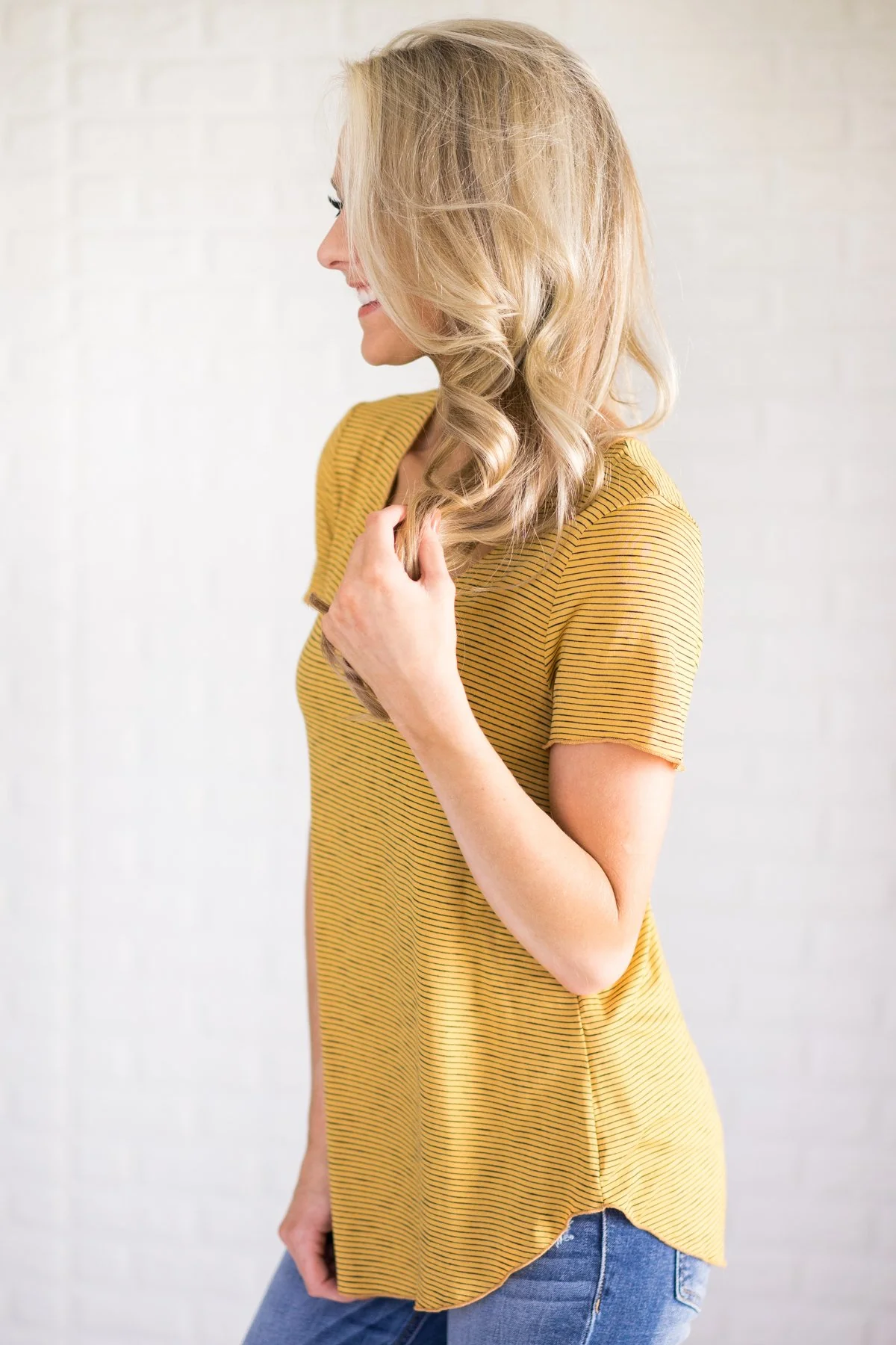 Fit to Me Striped Short Sleeve Tee ~ Yellow - Image 3