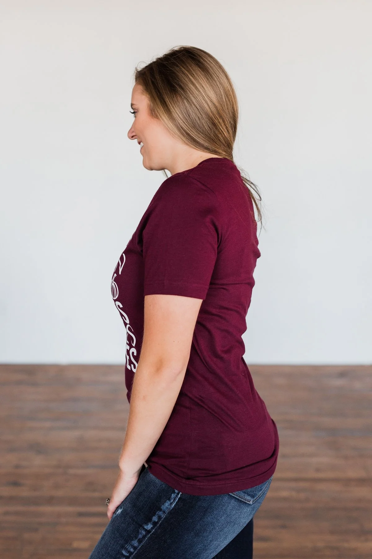 "Flannels, Pumpkin Spice, Hayrides.." Graphic Tee- Deep Maroon - Image 6