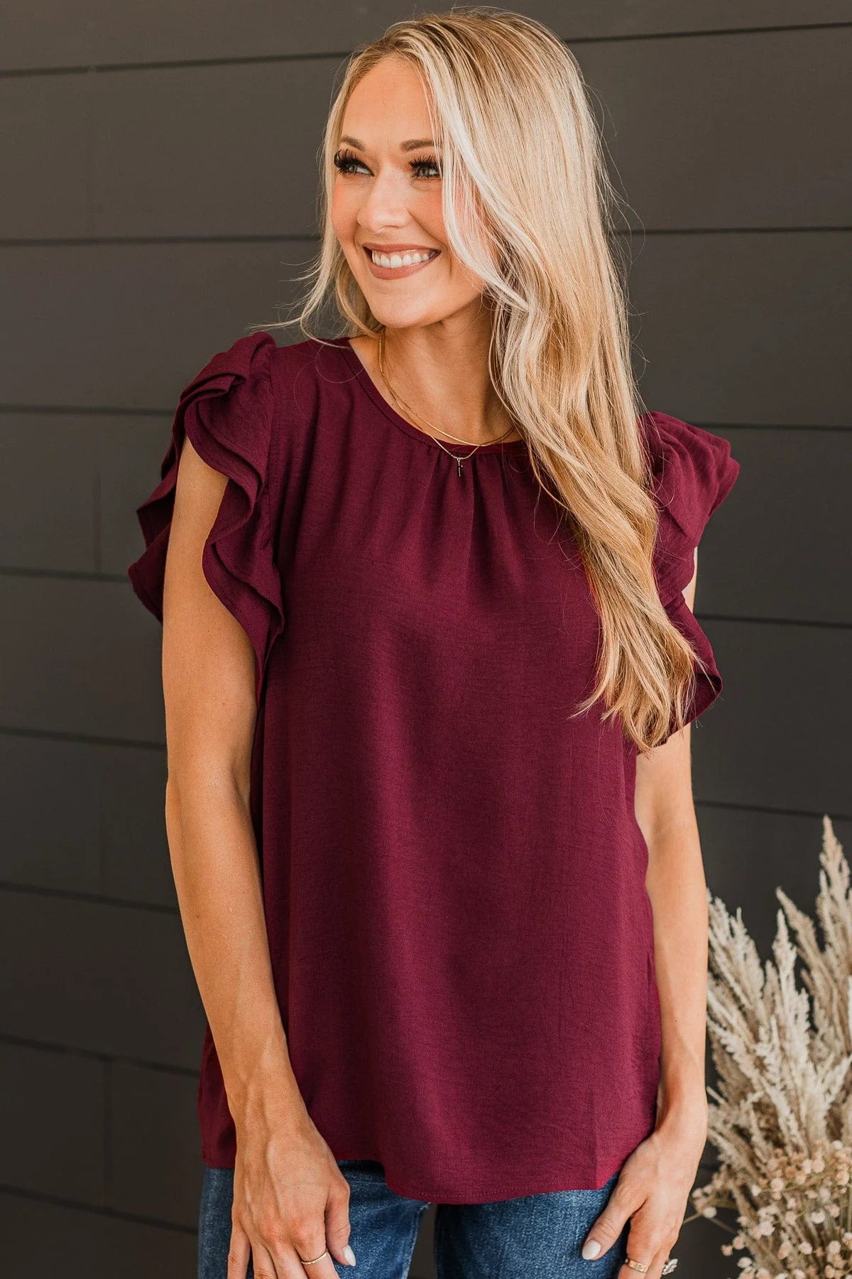 Flatter Me Knit Top- Wine - Image 2