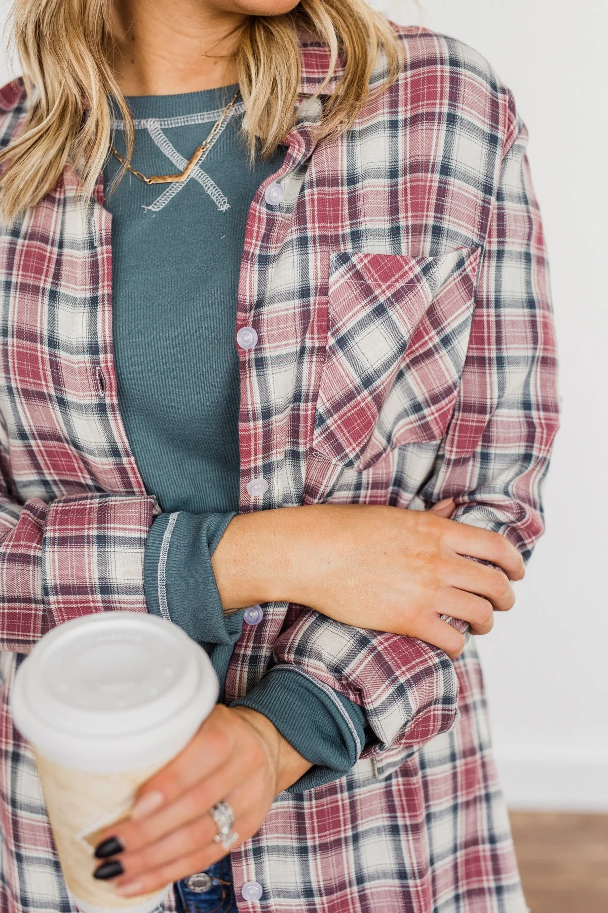 Flawless Beauty Plaid Top- Red & Navy - Image 2