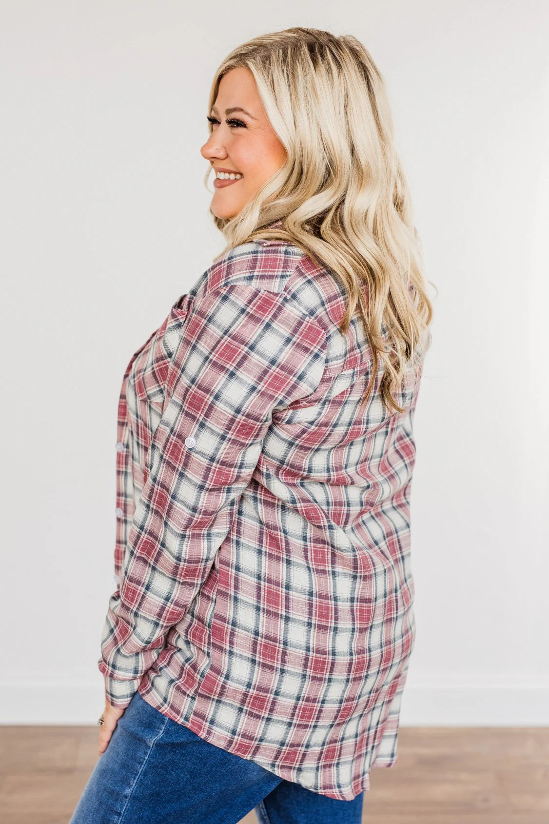 Flawless Beauty Plaid Top- Red & Navy - Image 8