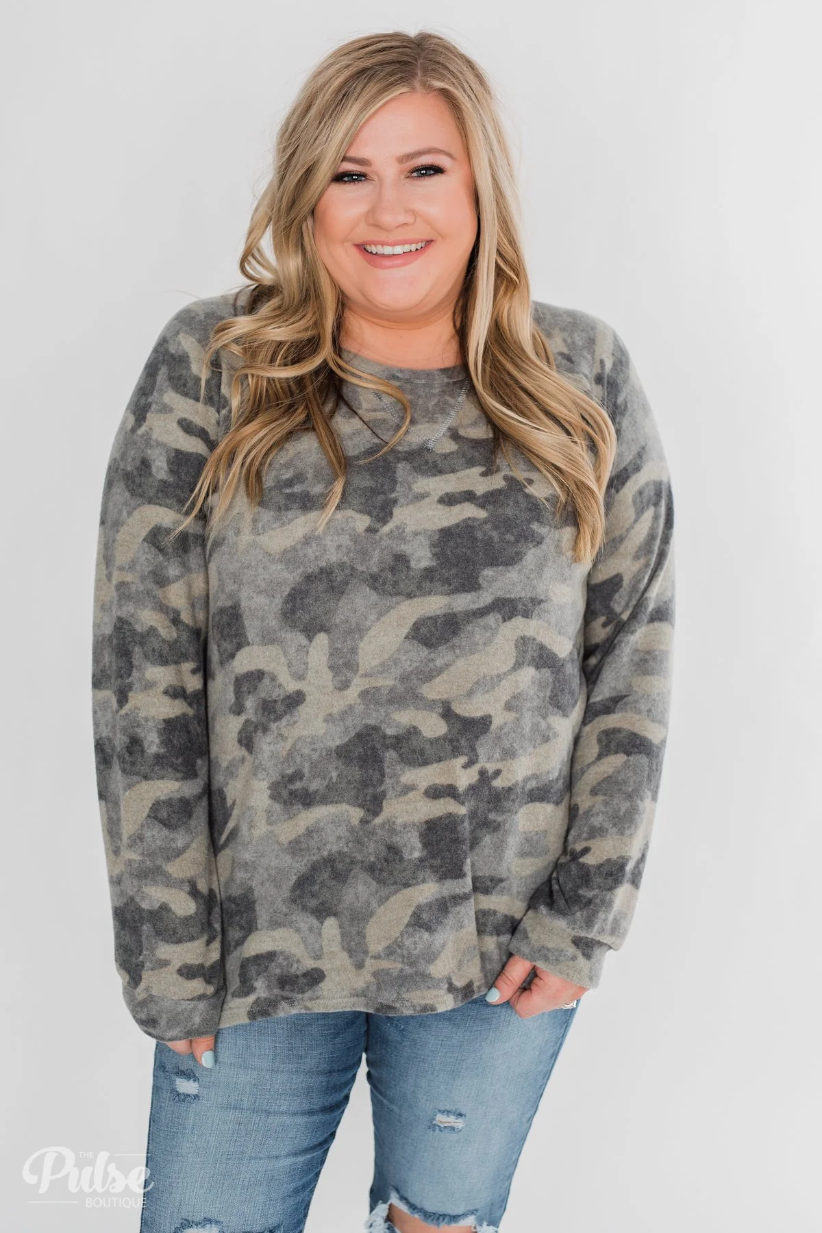 Fleece Pullover Top- Grey Camo - Image 12