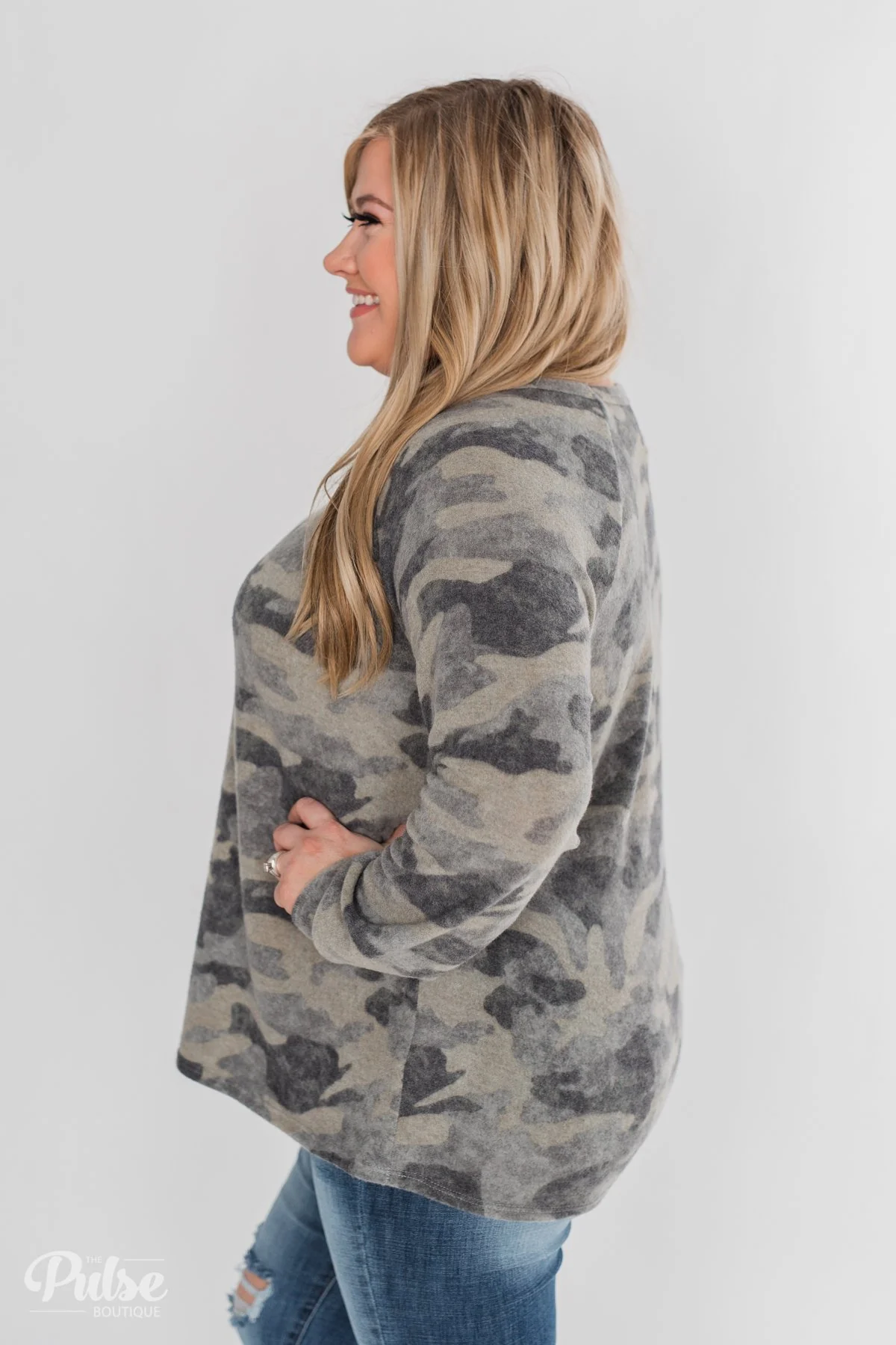 Fleece Pullover Top- Grey Camo - Image 13