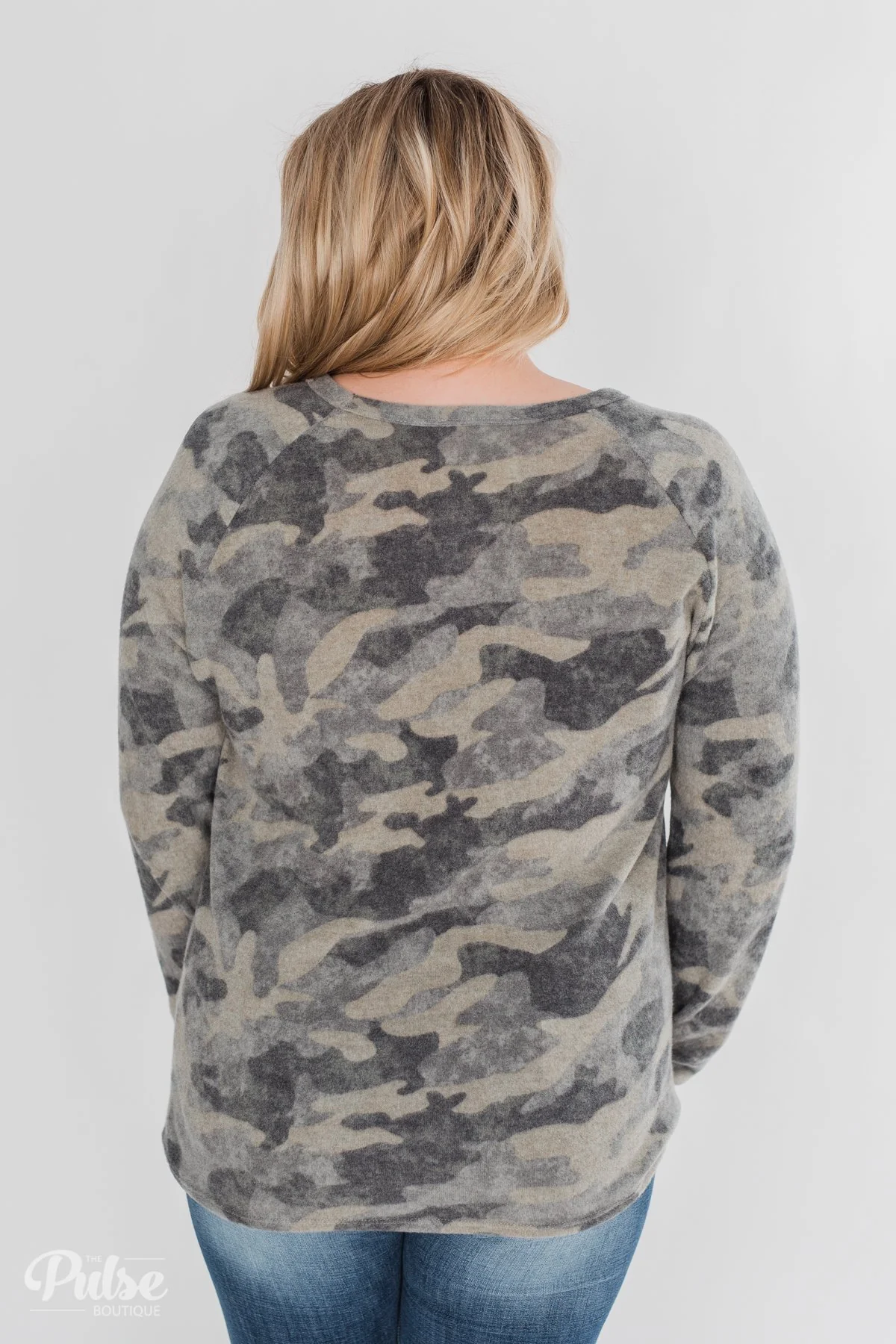 Fleece Pullover Top- Grey Camo - Image 14