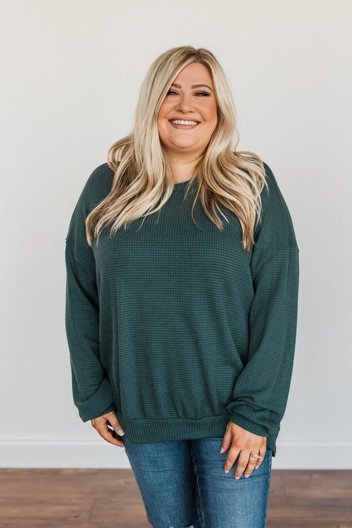 Fleeting Glances Knit Long Sleeve Top- Dark Teal - Image 5